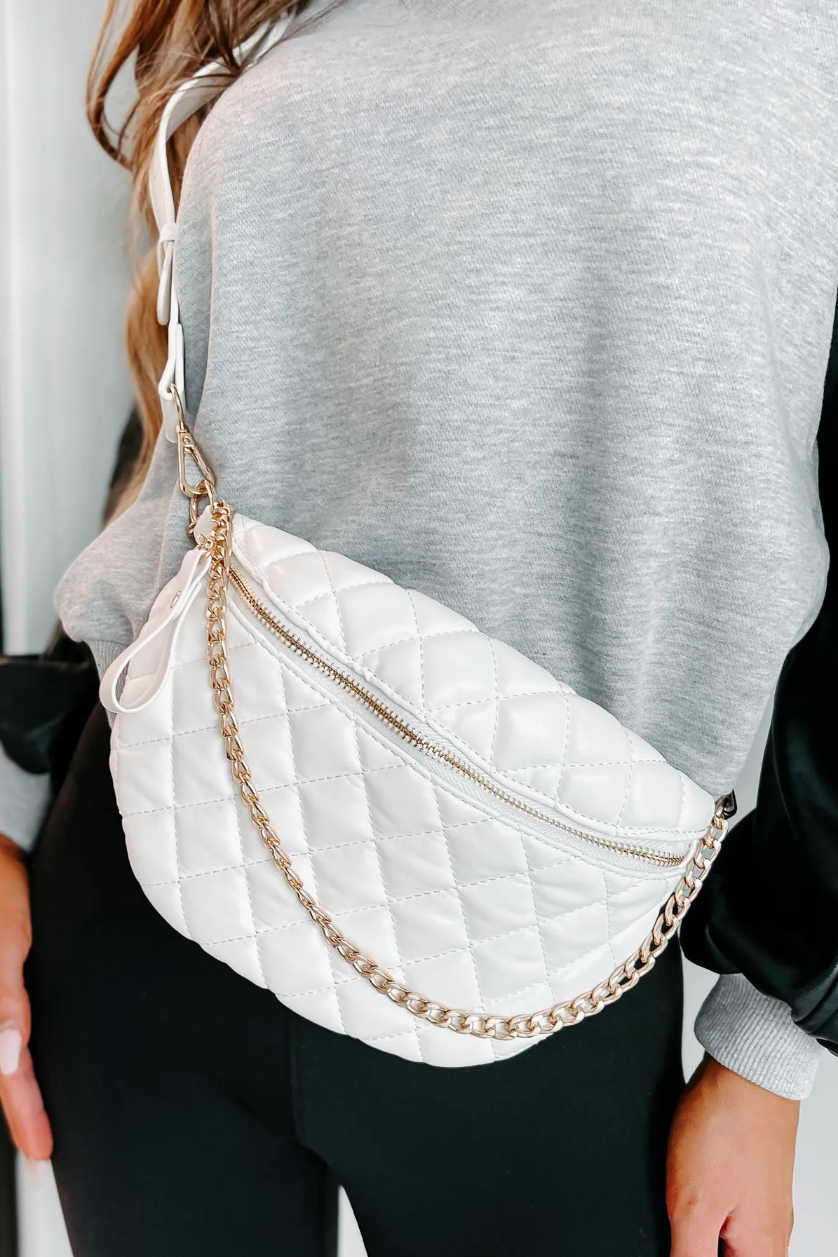 Downtown Adventures Quilted Bum Bag (White)
