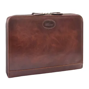 DR293 Real Leather Portfolio Case A4 Document Holder Brown