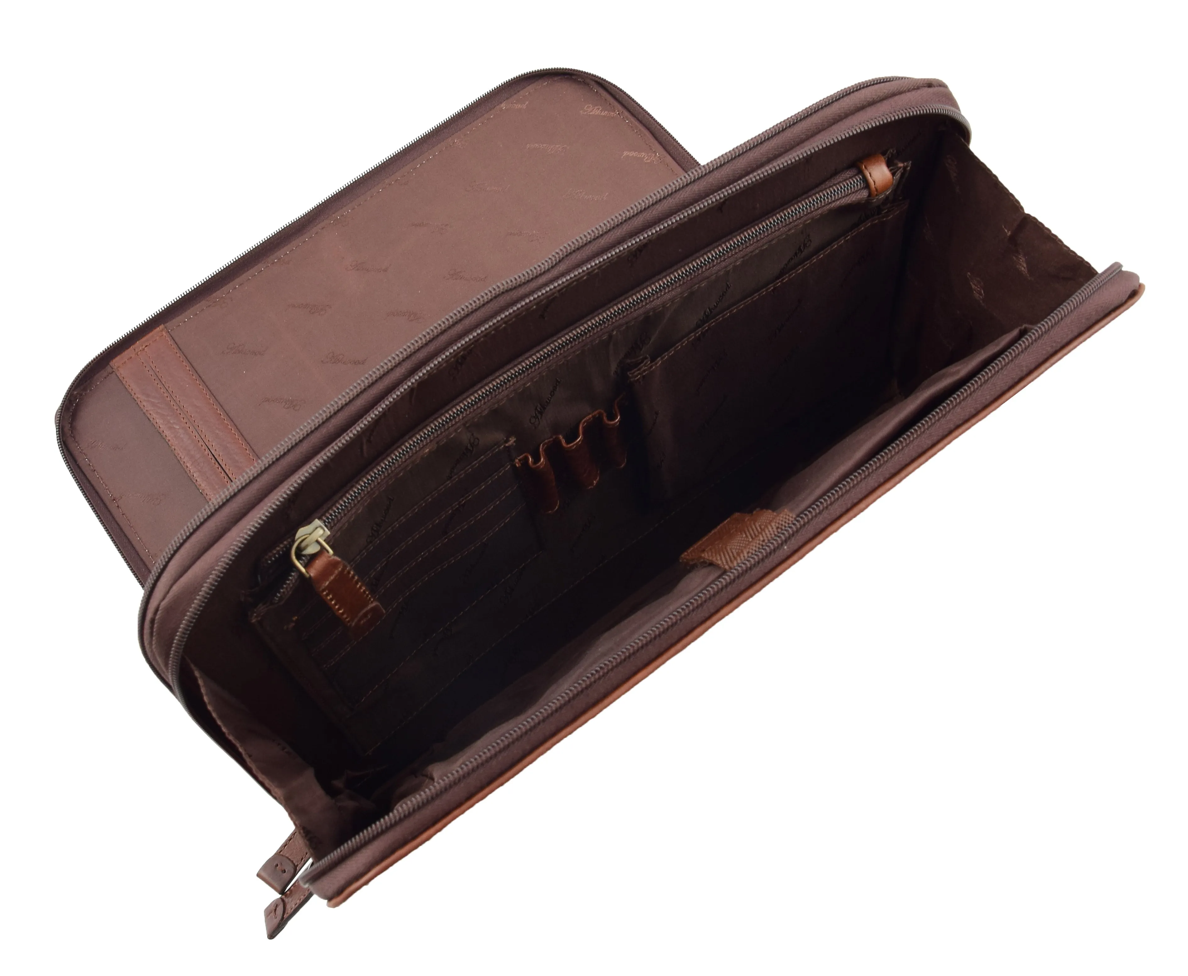 DR293 Real Leather Portfolio Case A4 Document Holder Brown