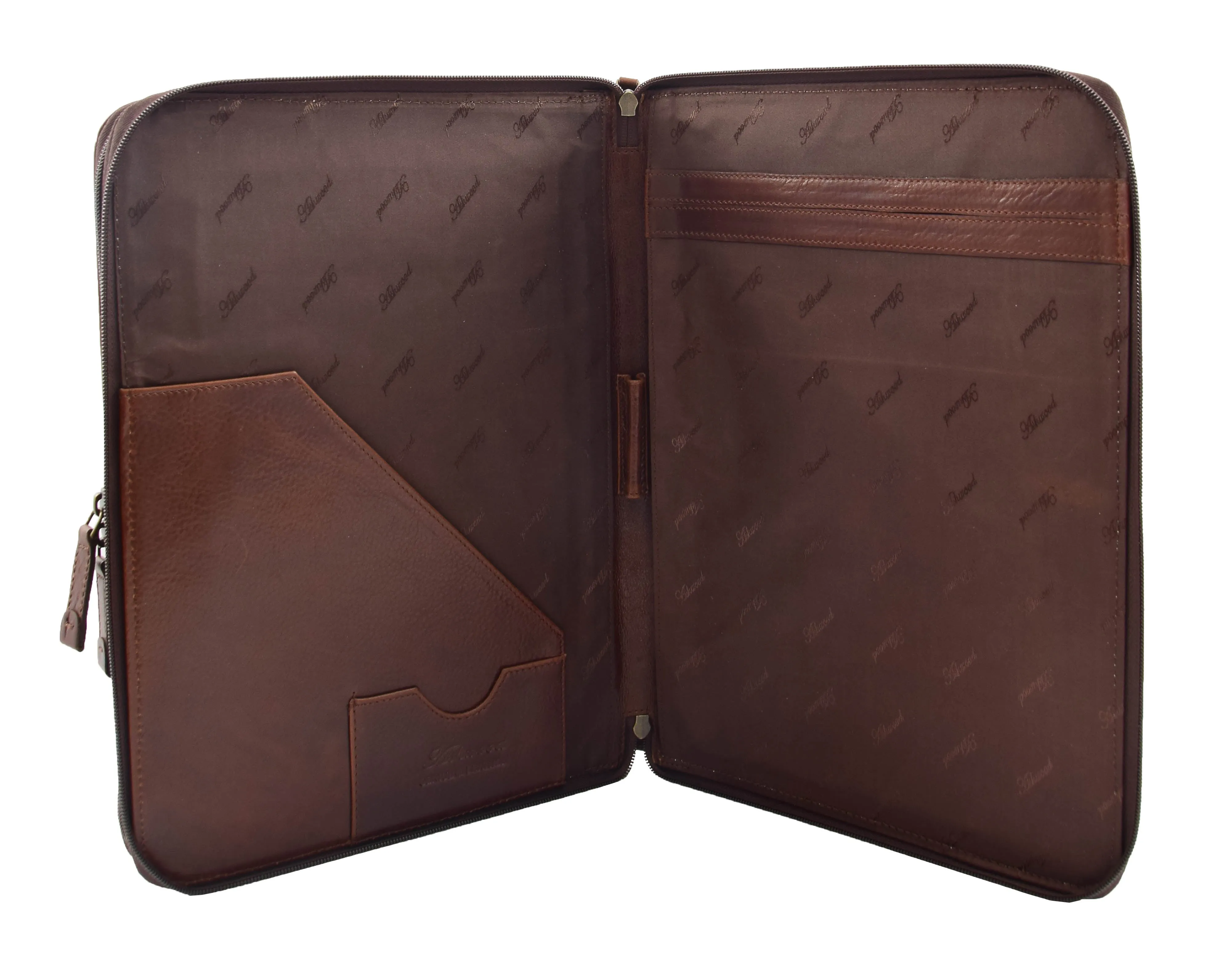 DR293 Real Leather Portfolio Case A4 Document Holder Brown