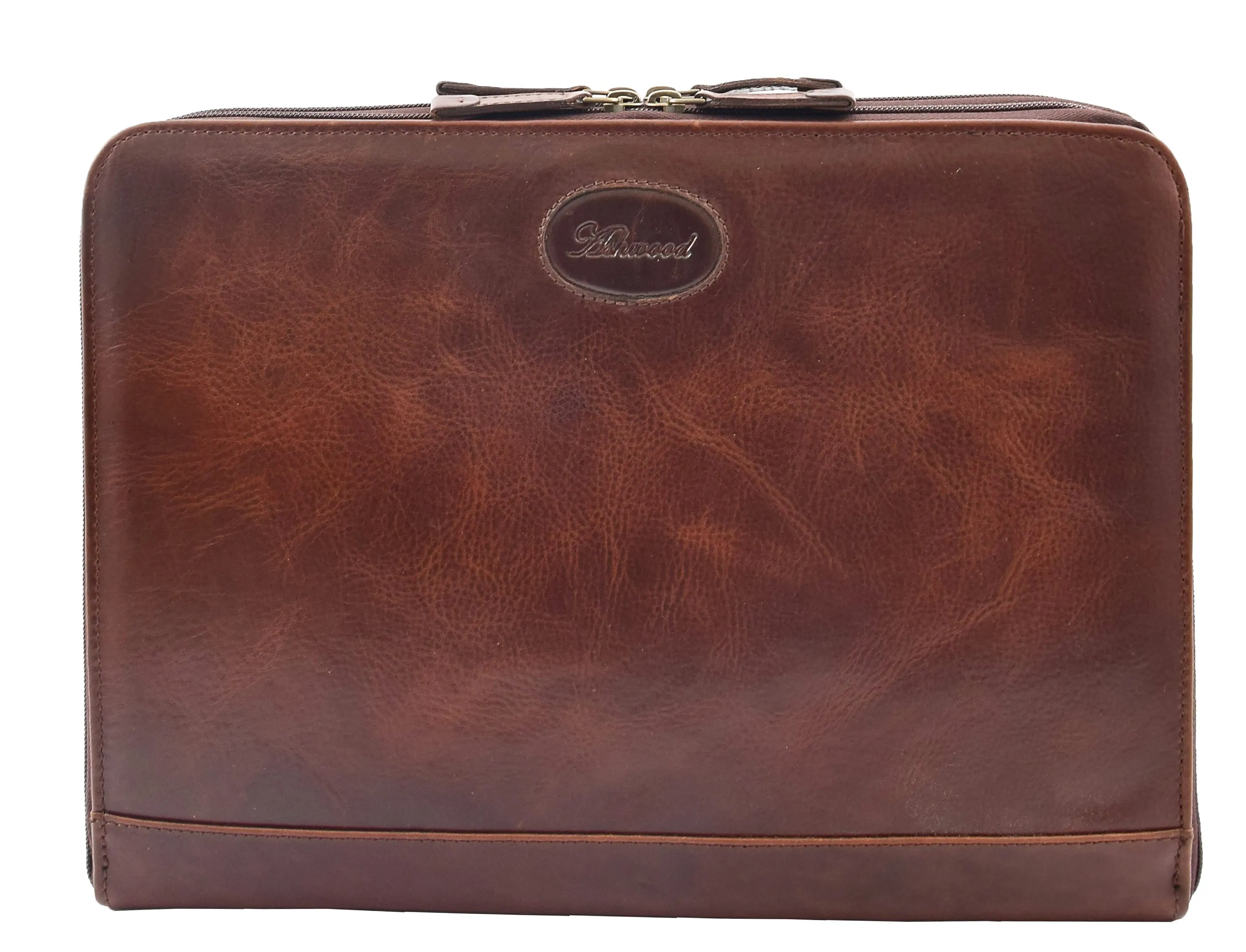 DR293 Real Leather Portfolio Case A4 Document Holder Brown