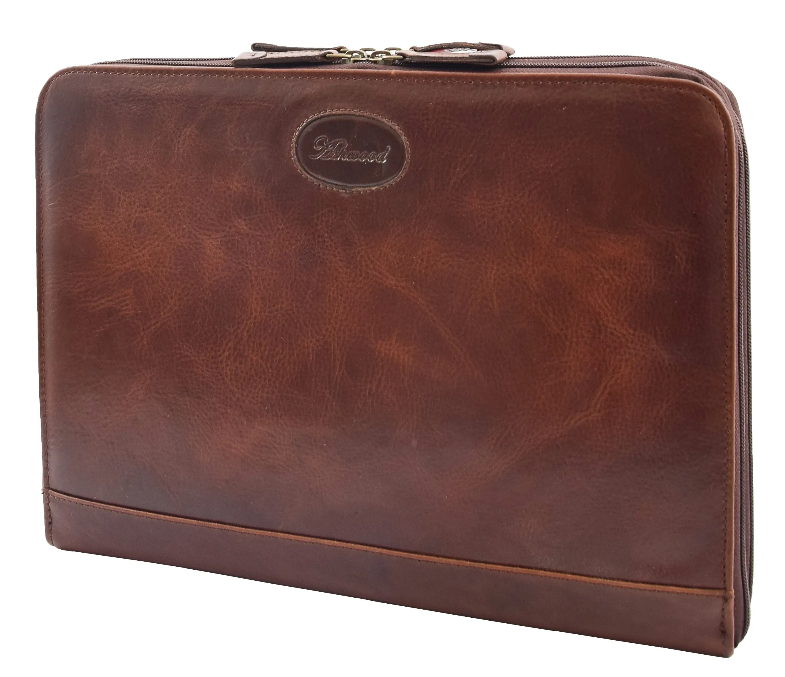 DR293 Real Leather Portfolio Case A4 Document Holder Brown