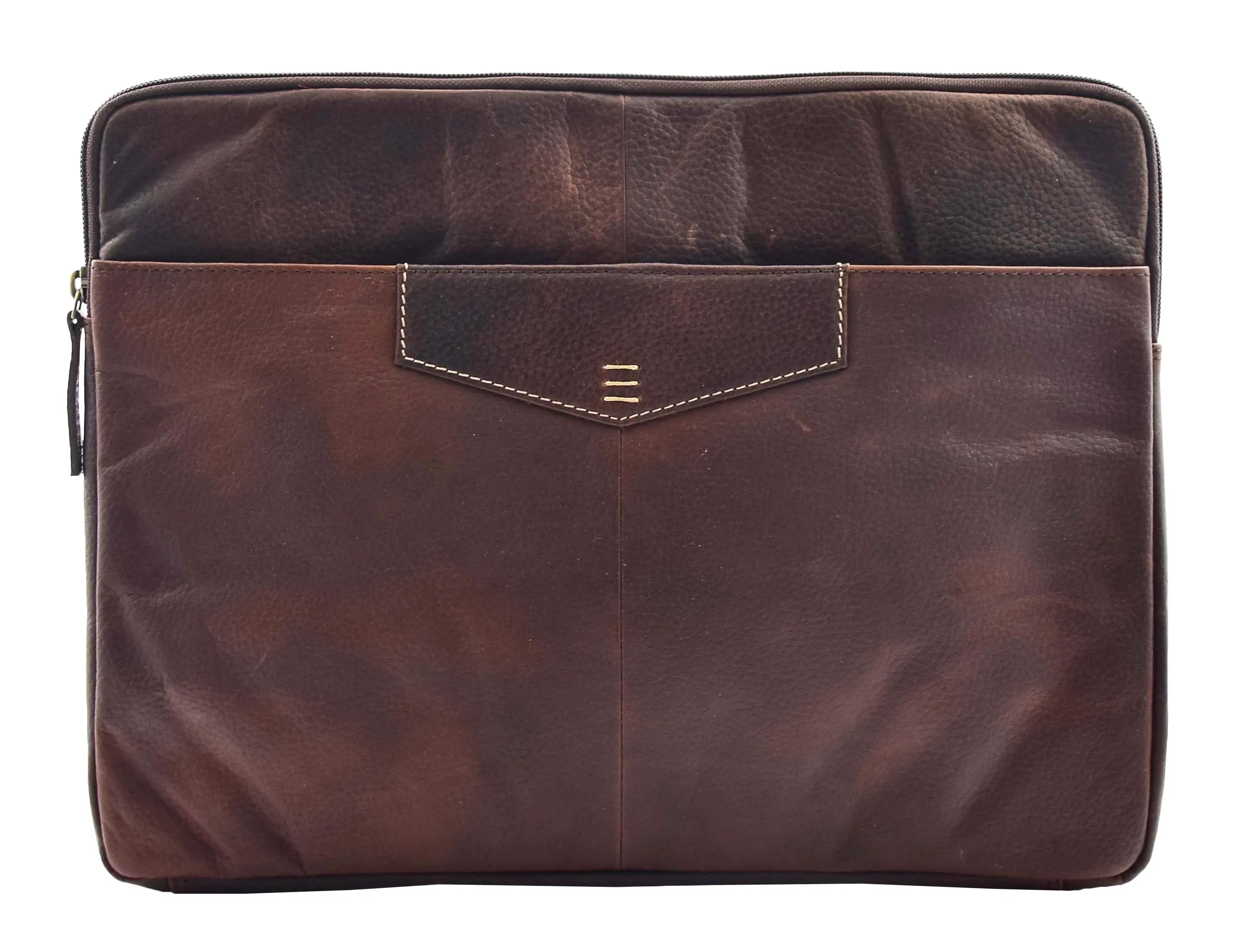 DR463 Real Leather Portfolio Case A4 Documents Clutch Brown