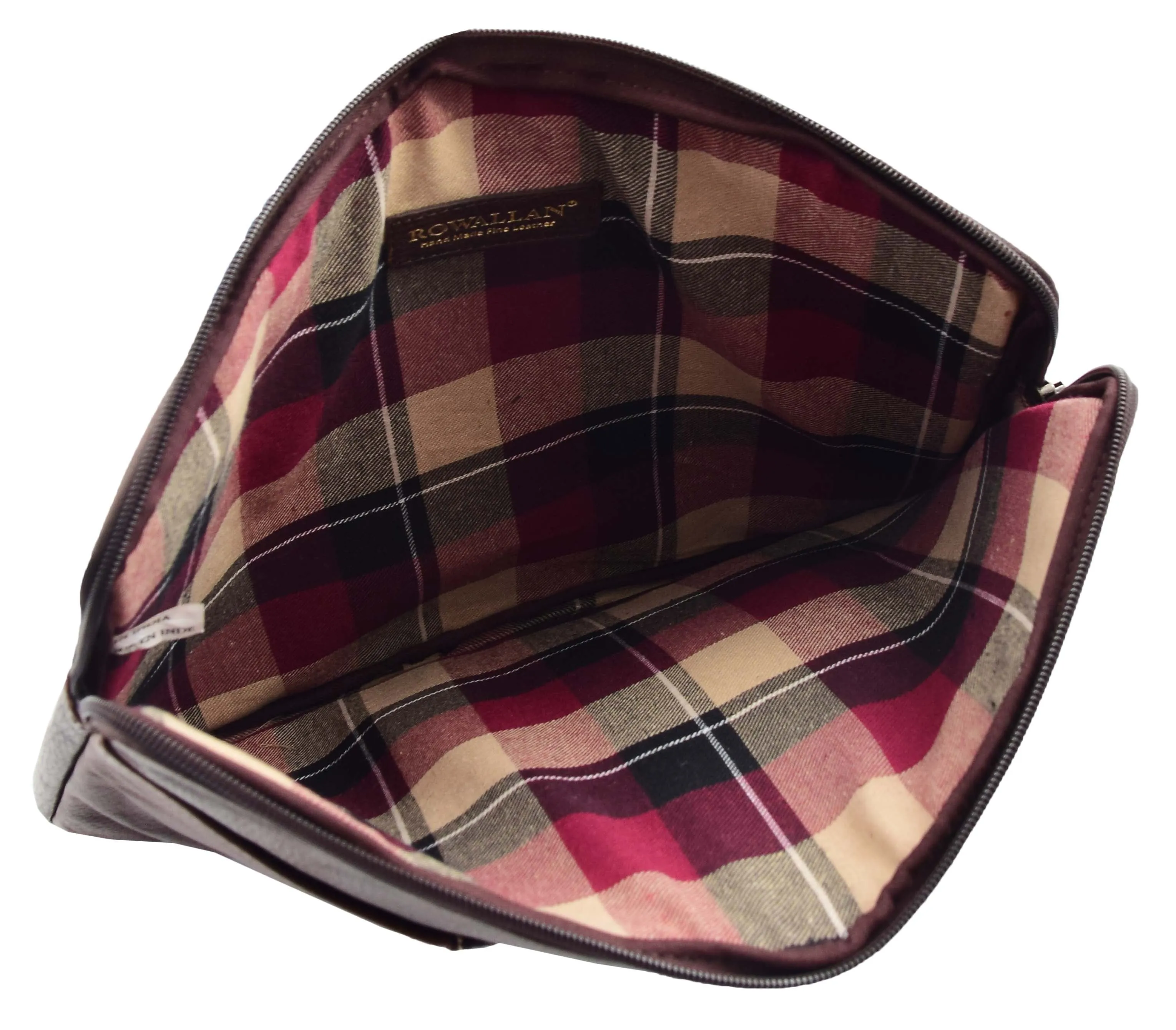 DR463 Real Leather Portfolio Case A4 Documents Clutch Brown