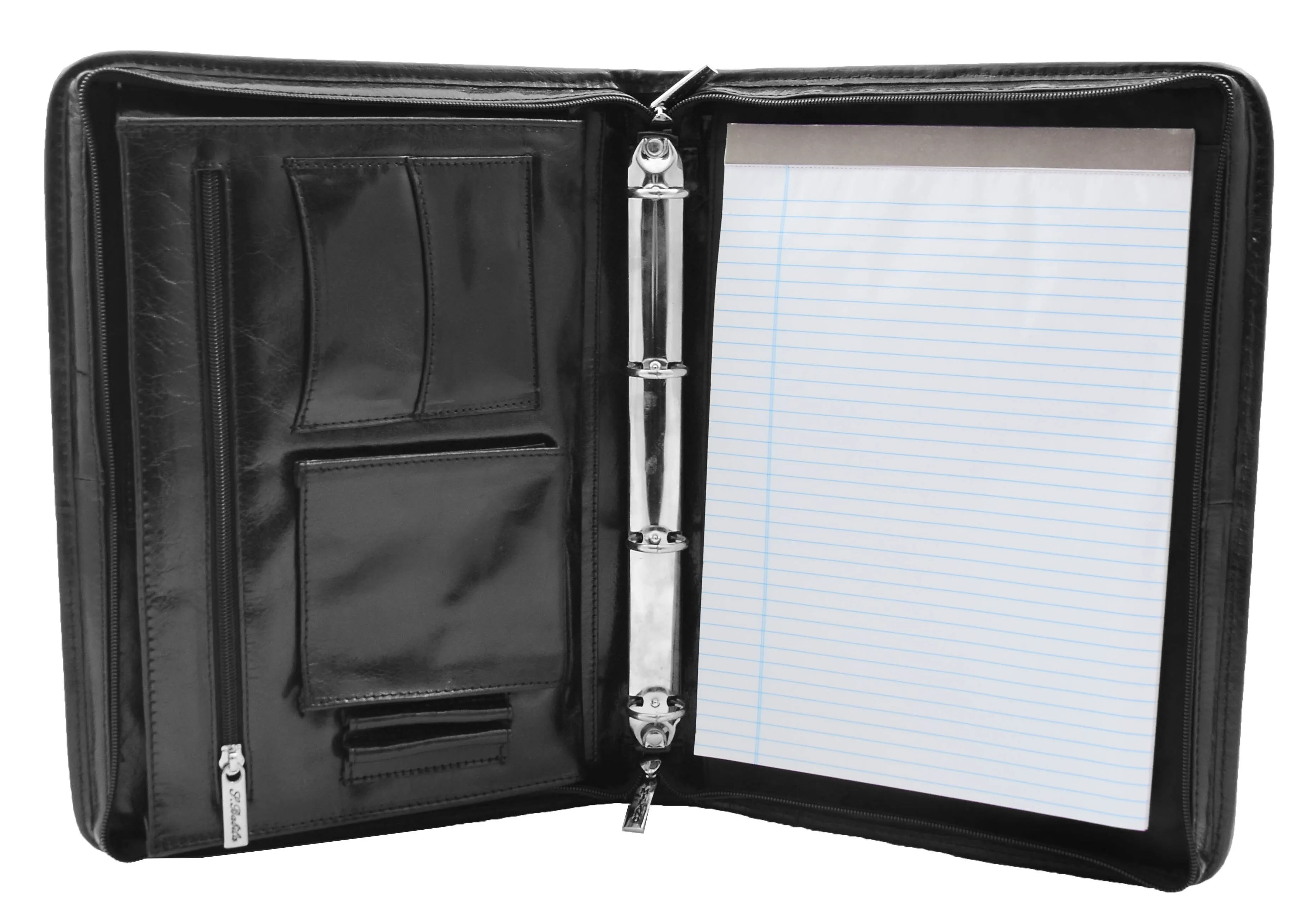 DR482 Real Leather Portfolio Ring Binder Case Black