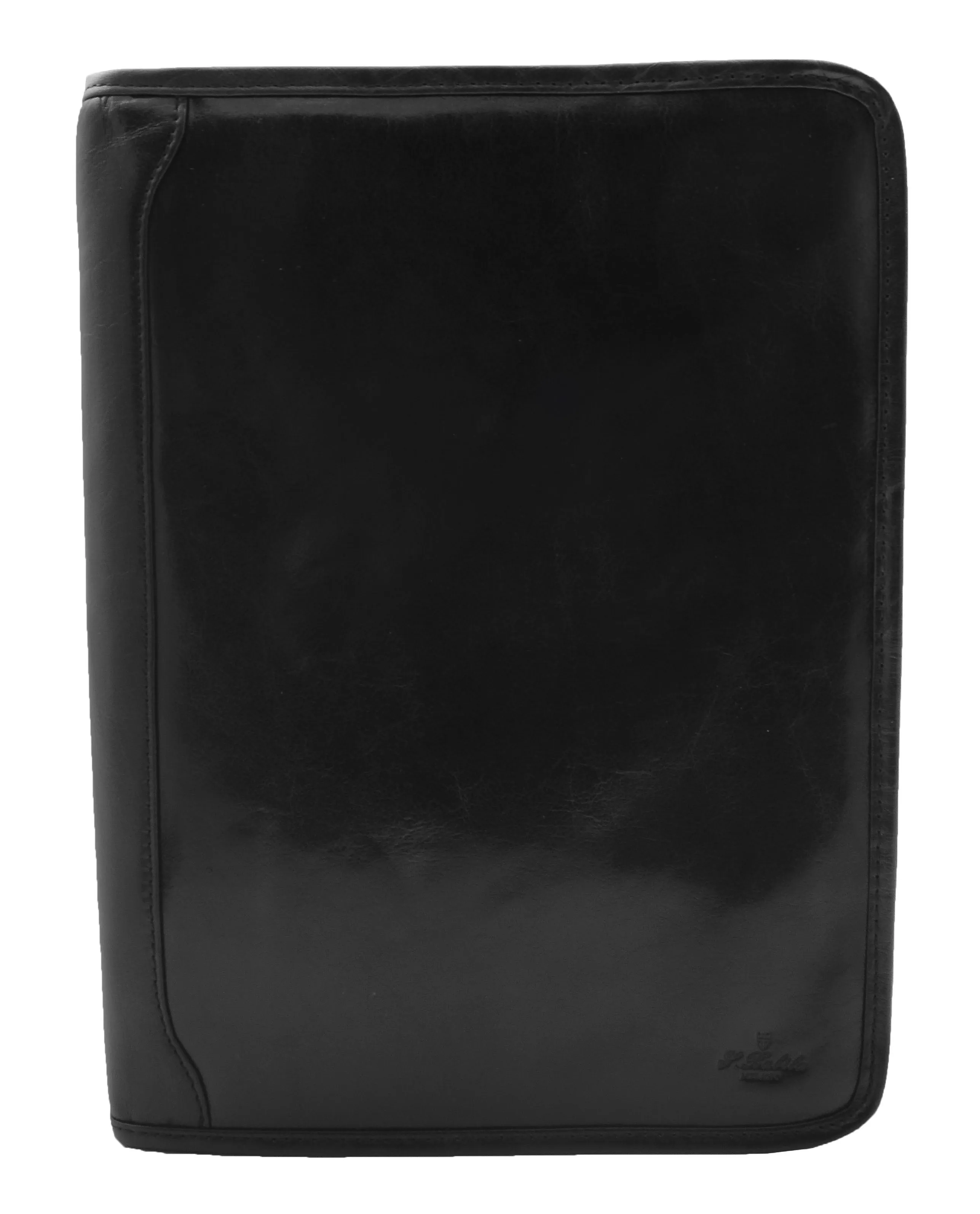 DR482 Real Leather Portfolio Ring Binder Case Black