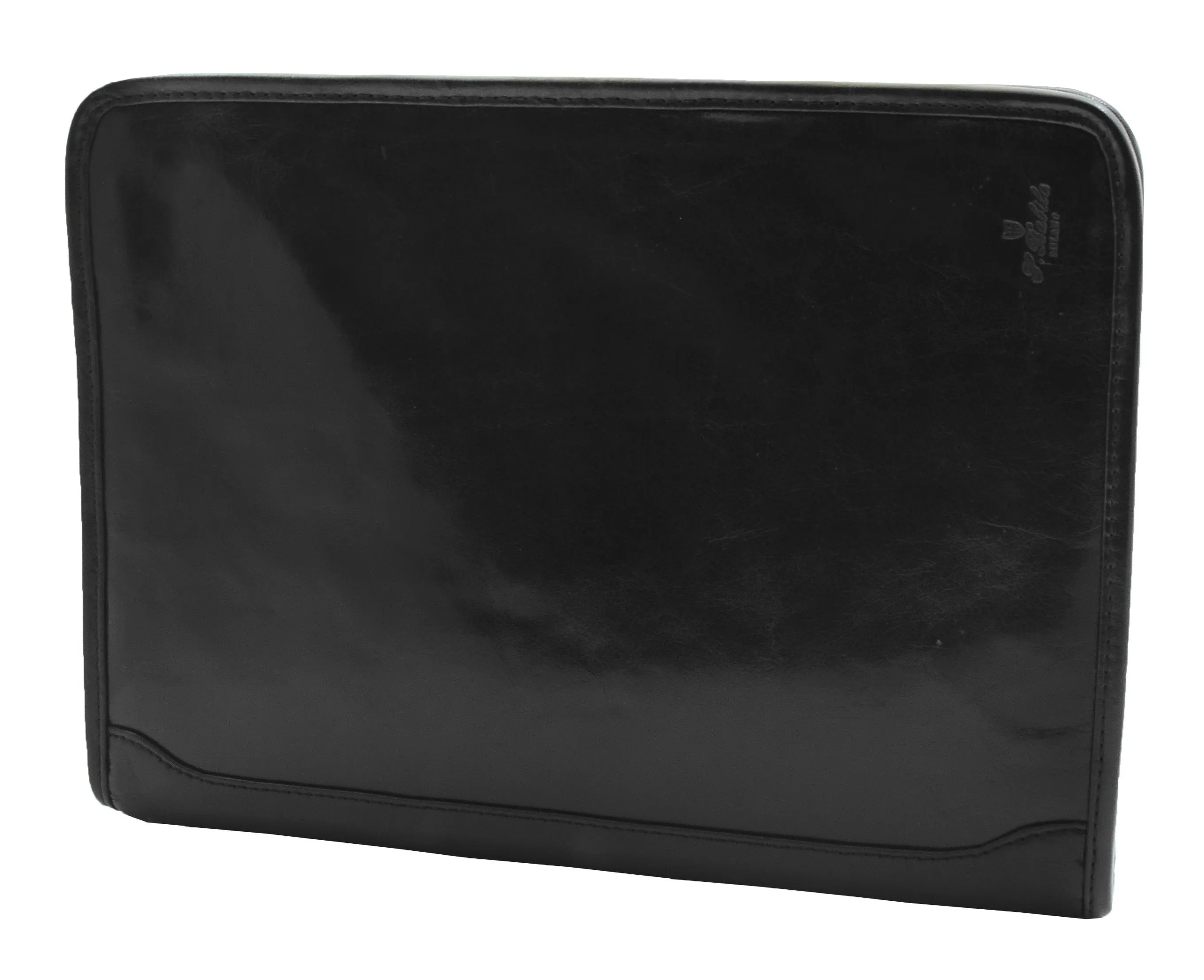 DR482 Real Leather Portfolio Ring Binder Case Black