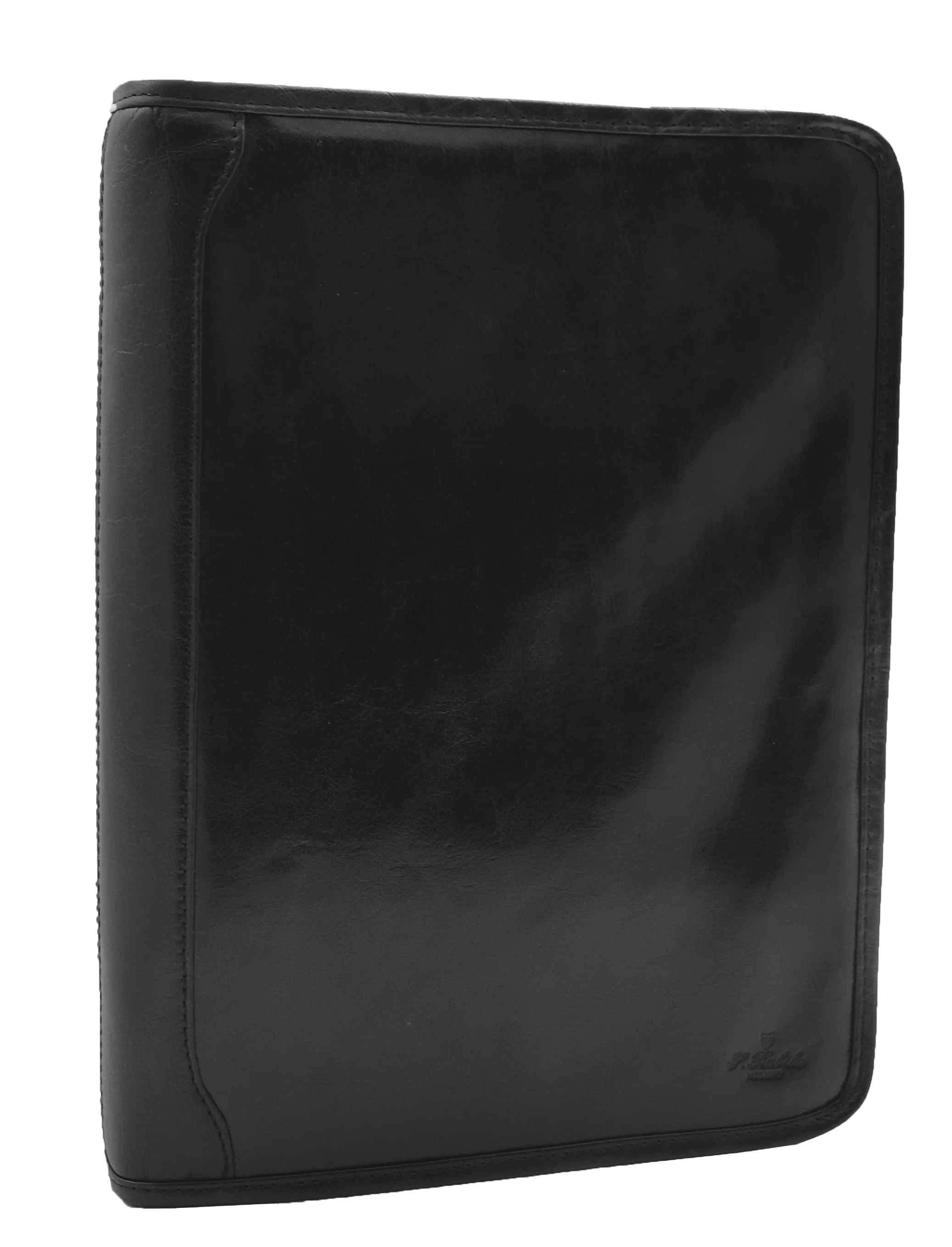DR482 Real Leather Portfolio Ring Binder Case Black