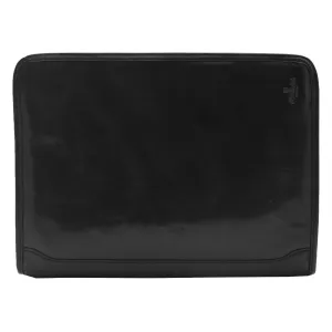 DR482 Real Leather Portfolio Ring Binder Case Black