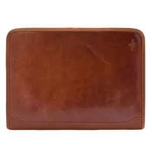 DR482 Real Leather Portfolio Ring Binder Case Cognac
