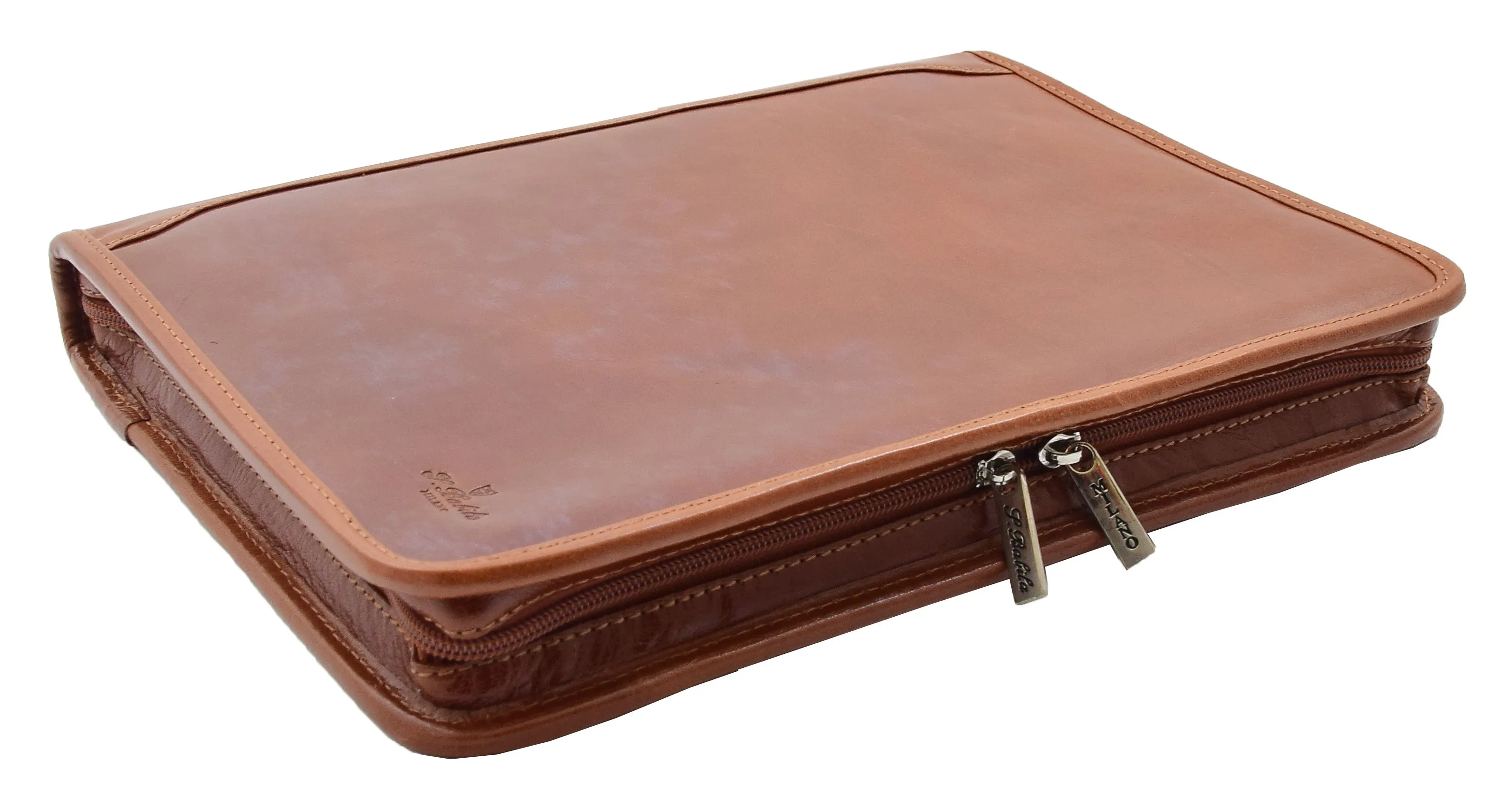 DR482 Real Leather Portfolio Ring Binder Case Cognac