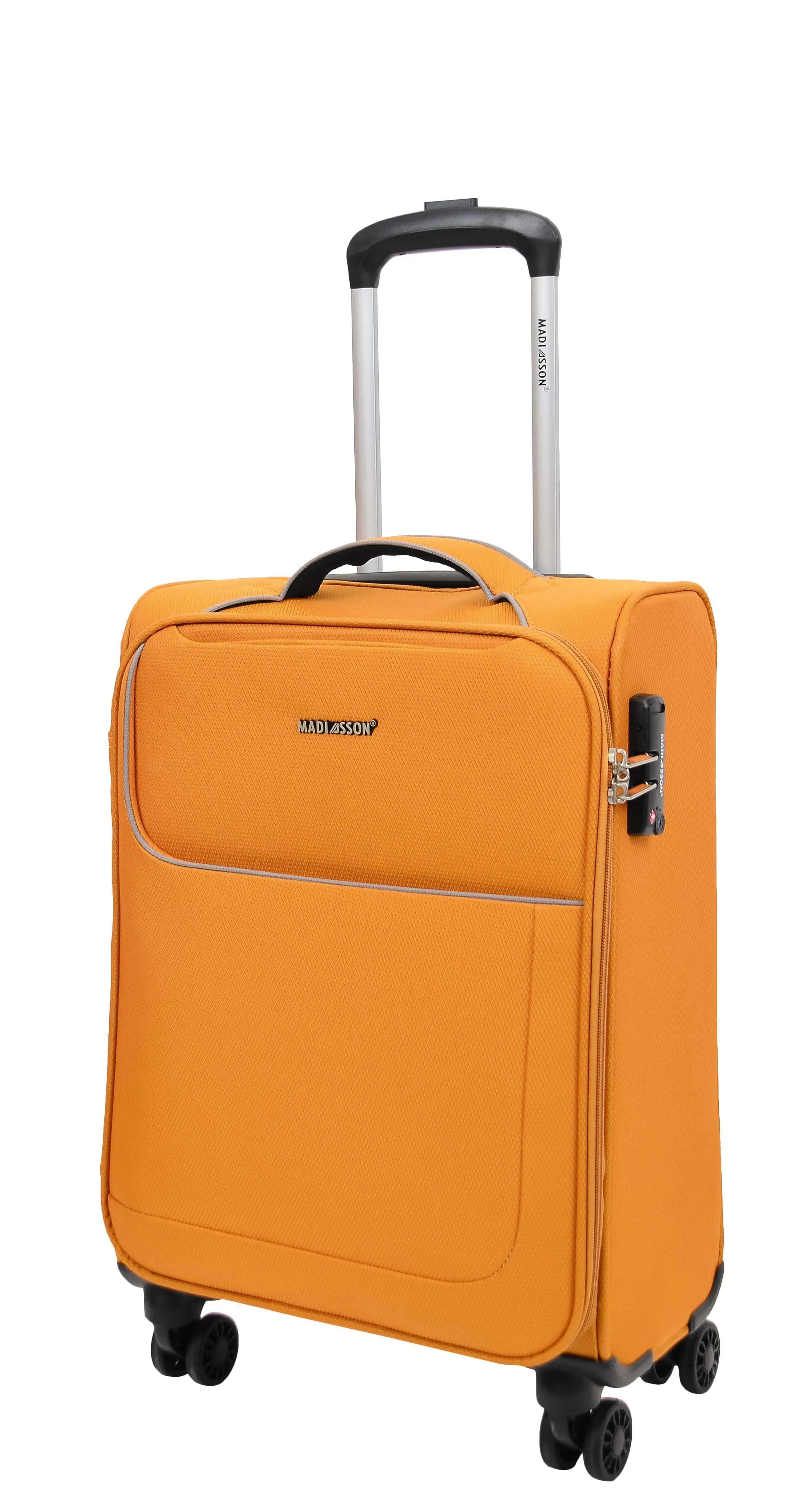 DR499 Lightweight Four Wheel Soft Luggage Suitcase TSA Lock Yellow