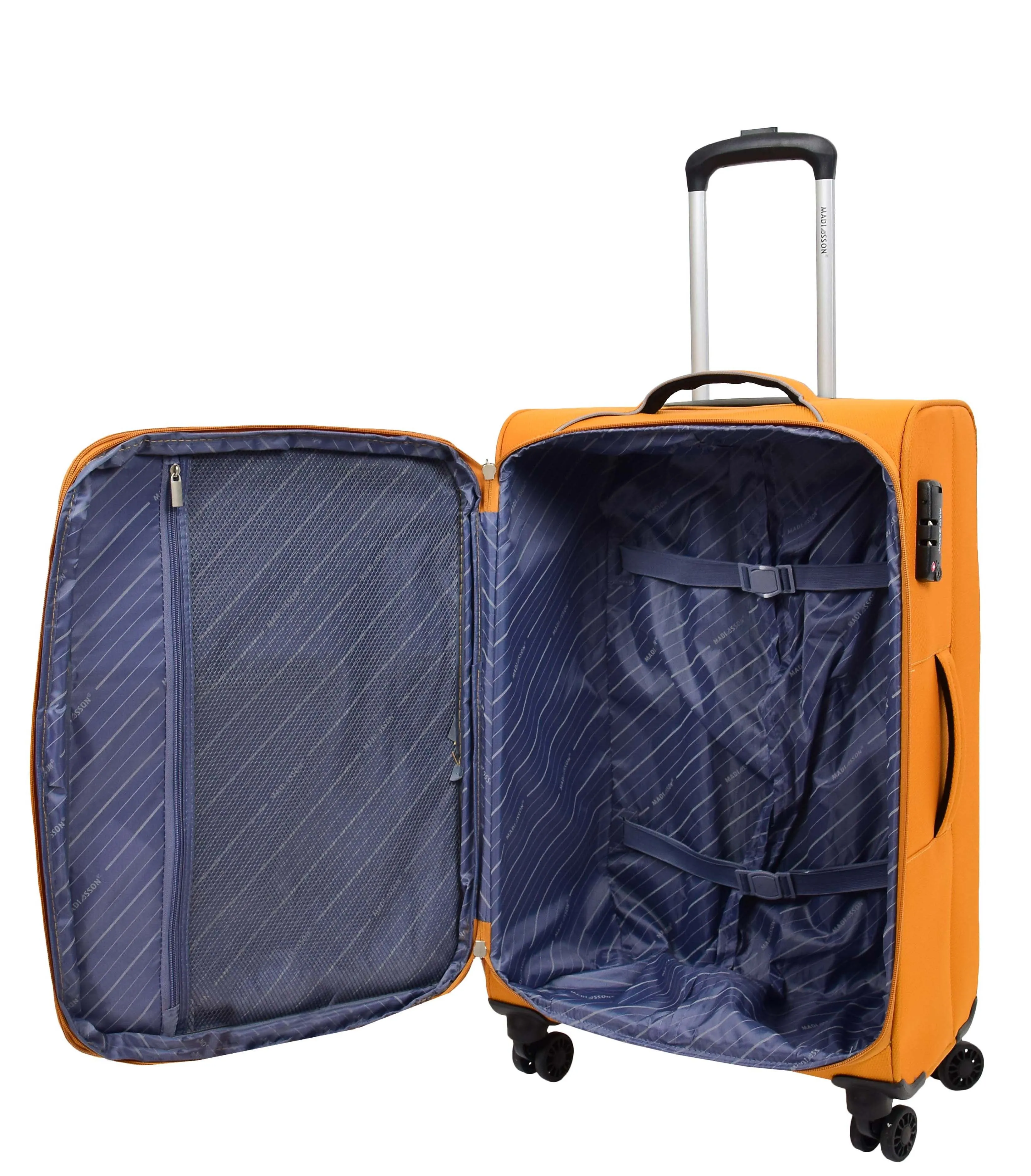 DR499 Lightweight Four Wheel Soft Luggage Suitcase TSA Lock Yellow