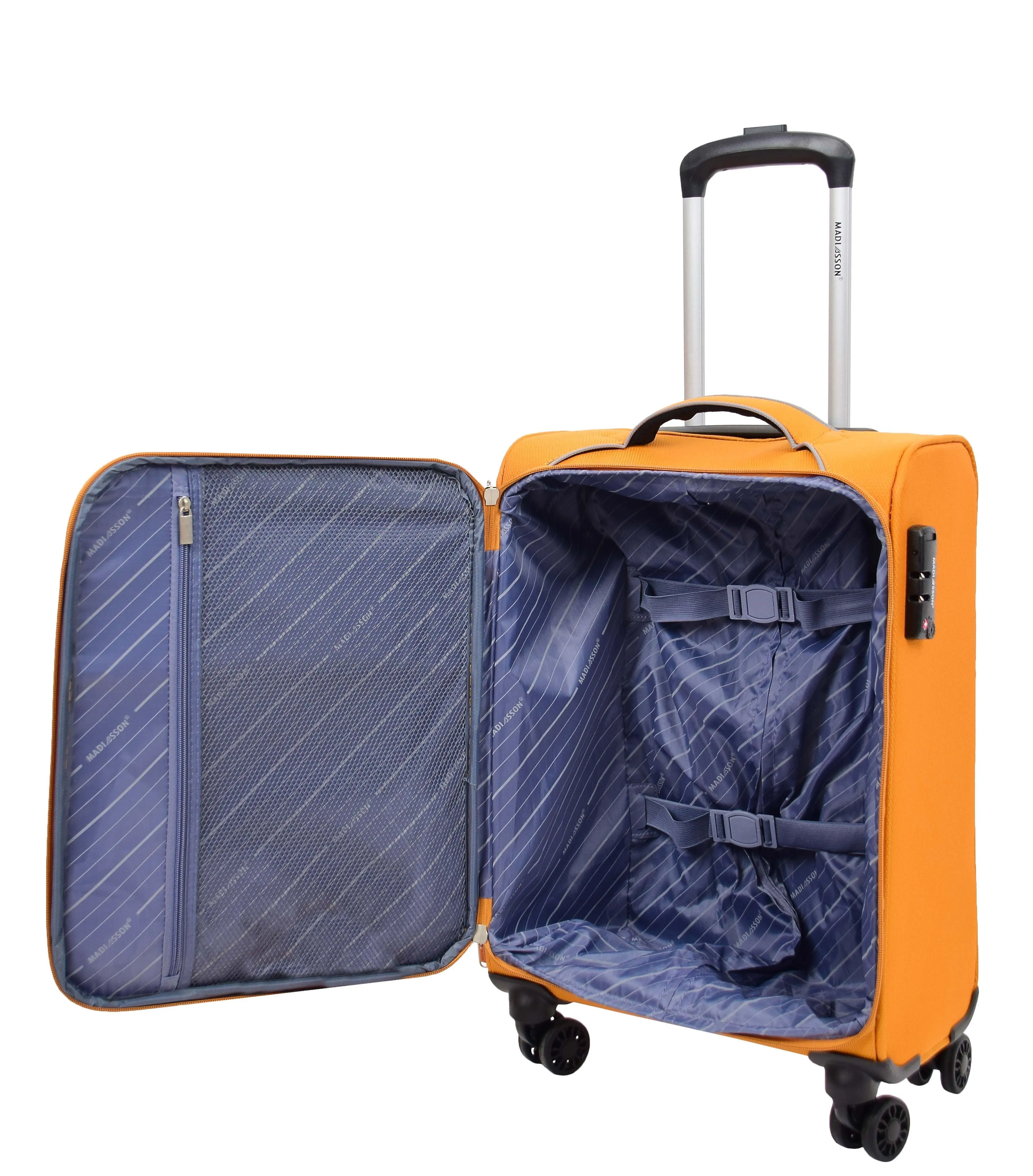 DR499 Lightweight Four Wheel Soft Luggage Suitcase TSA Lock Yellow