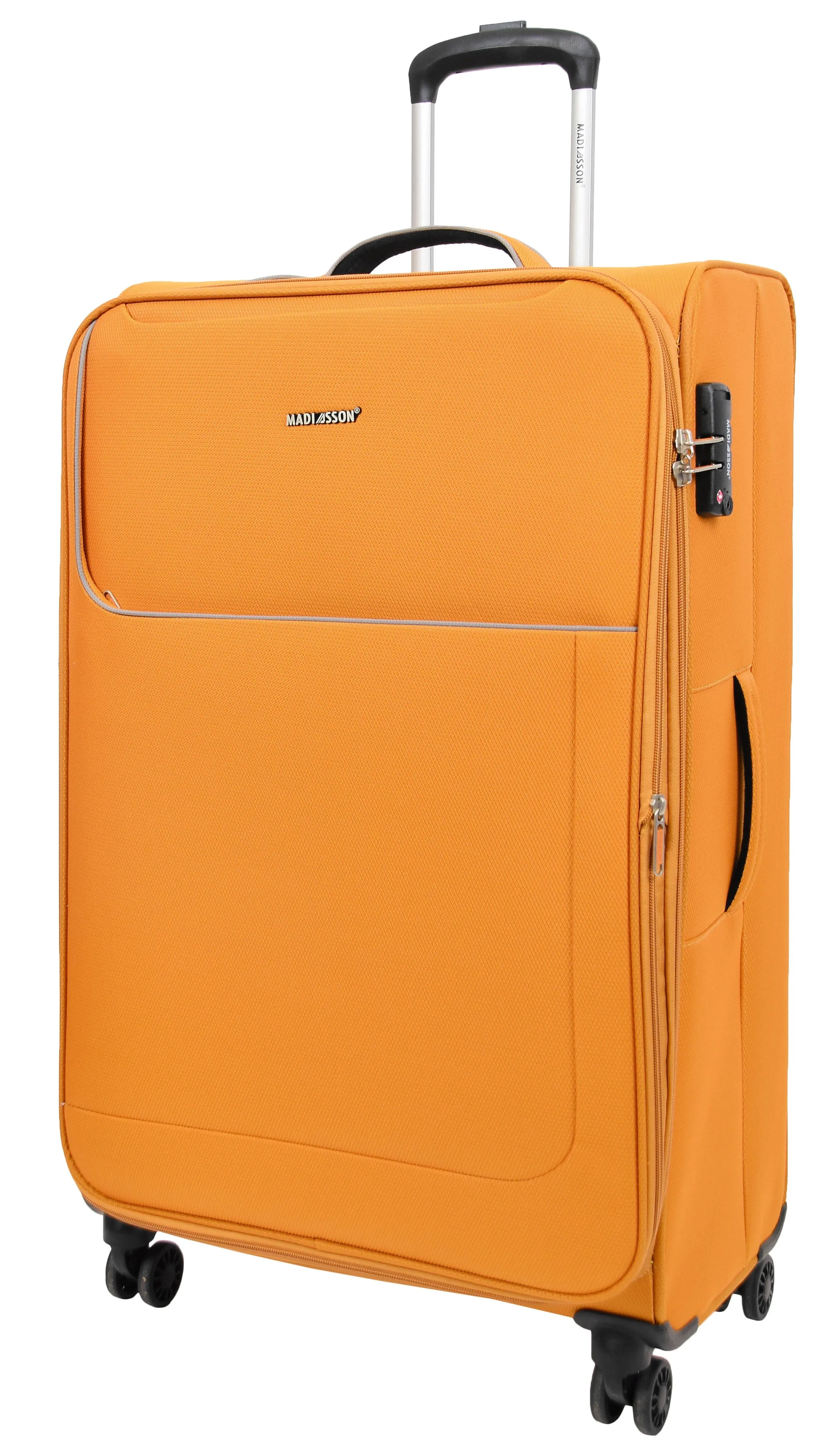 DR499 Lightweight Four Wheel Soft Luggage Suitcase TSA Lock Yellow