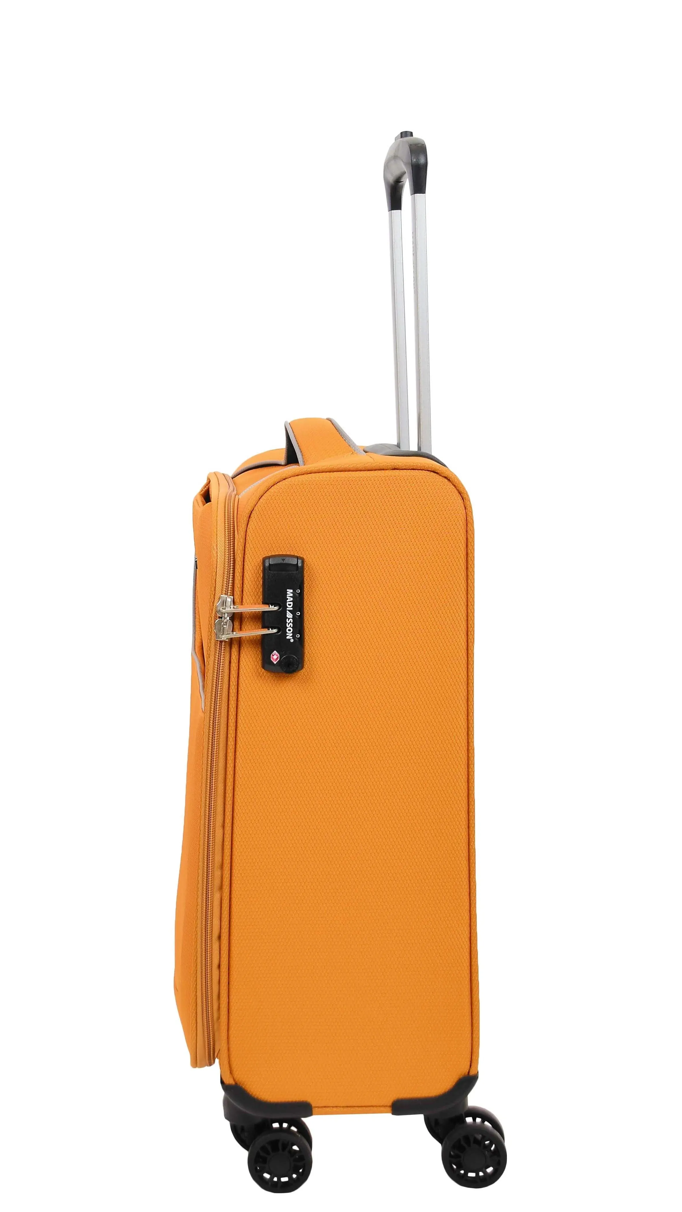 DR499 Lightweight Four Wheel Soft Luggage Suitcase TSA Lock Yellow