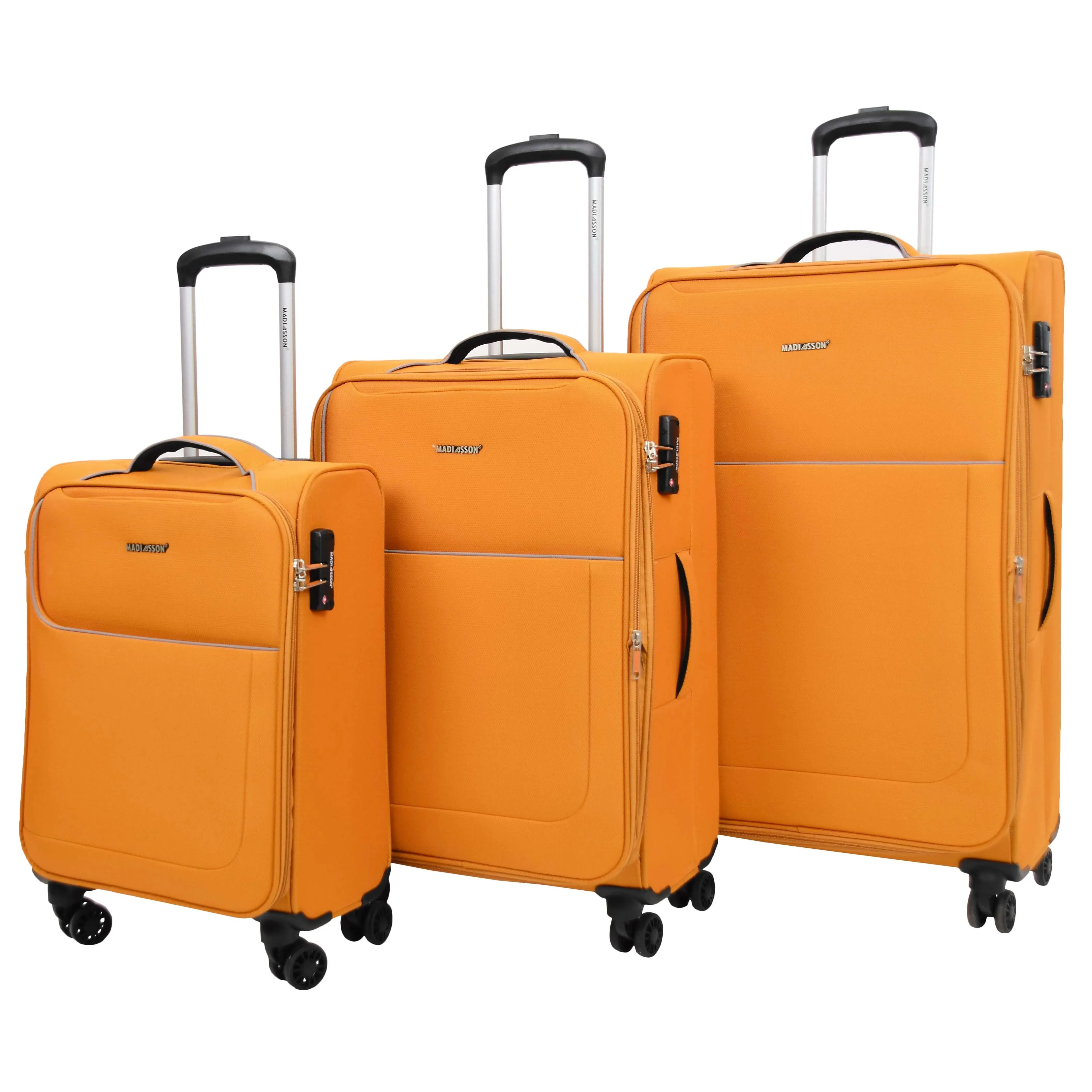 DR499 Lightweight Four Wheel Soft Luggage Suitcase TSA Lock Yellow