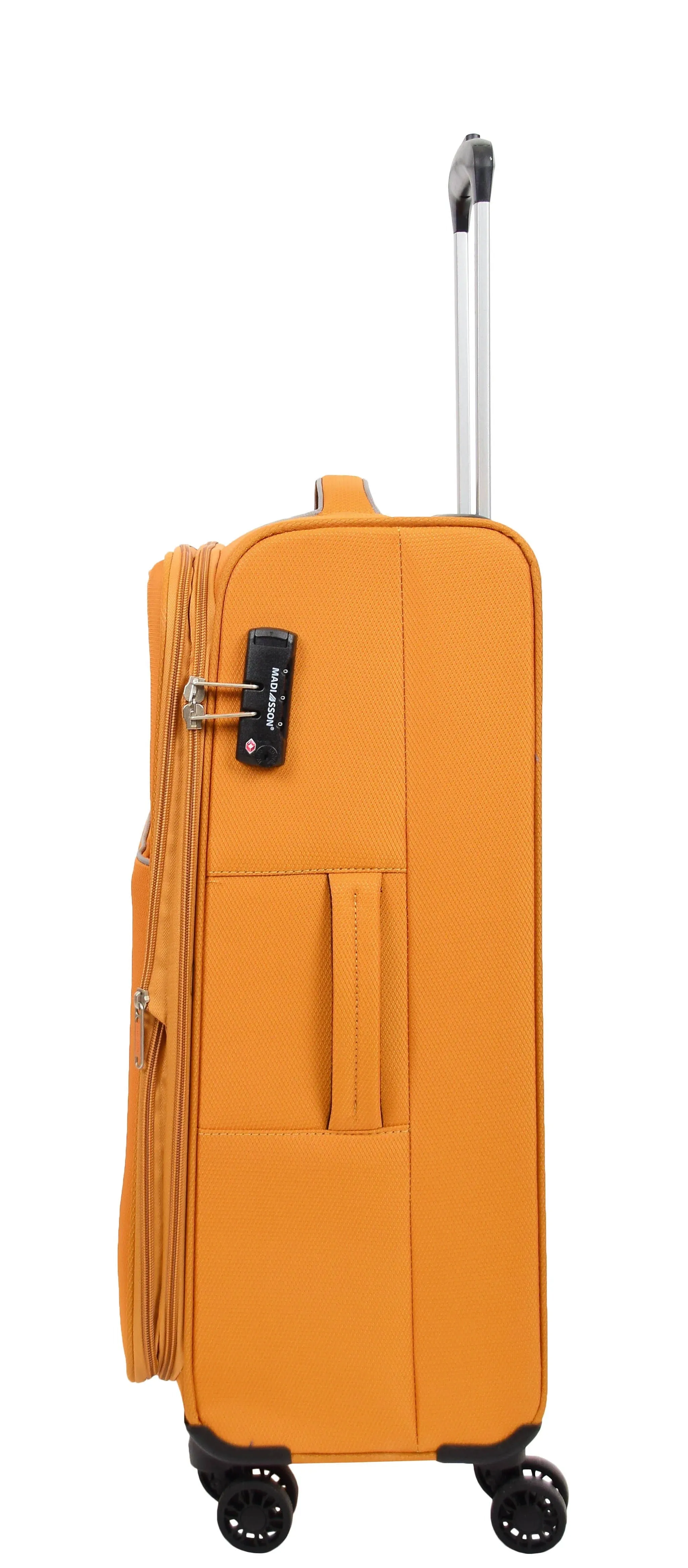DR499 Lightweight Four Wheel Soft Luggage Suitcase TSA Lock Yellow