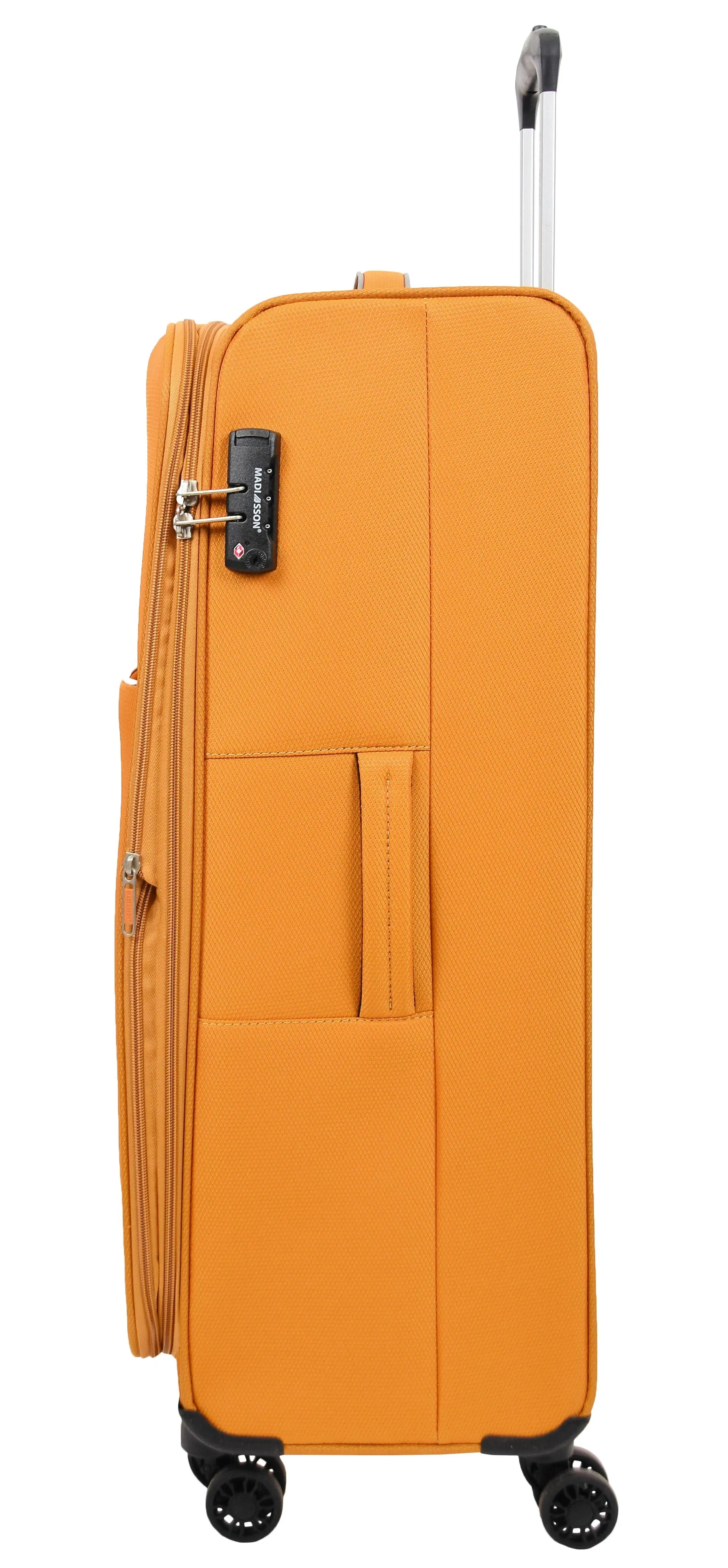 DR499 Lightweight Four Wheel Soft Luggage Suitcase TSA Lock Yellow