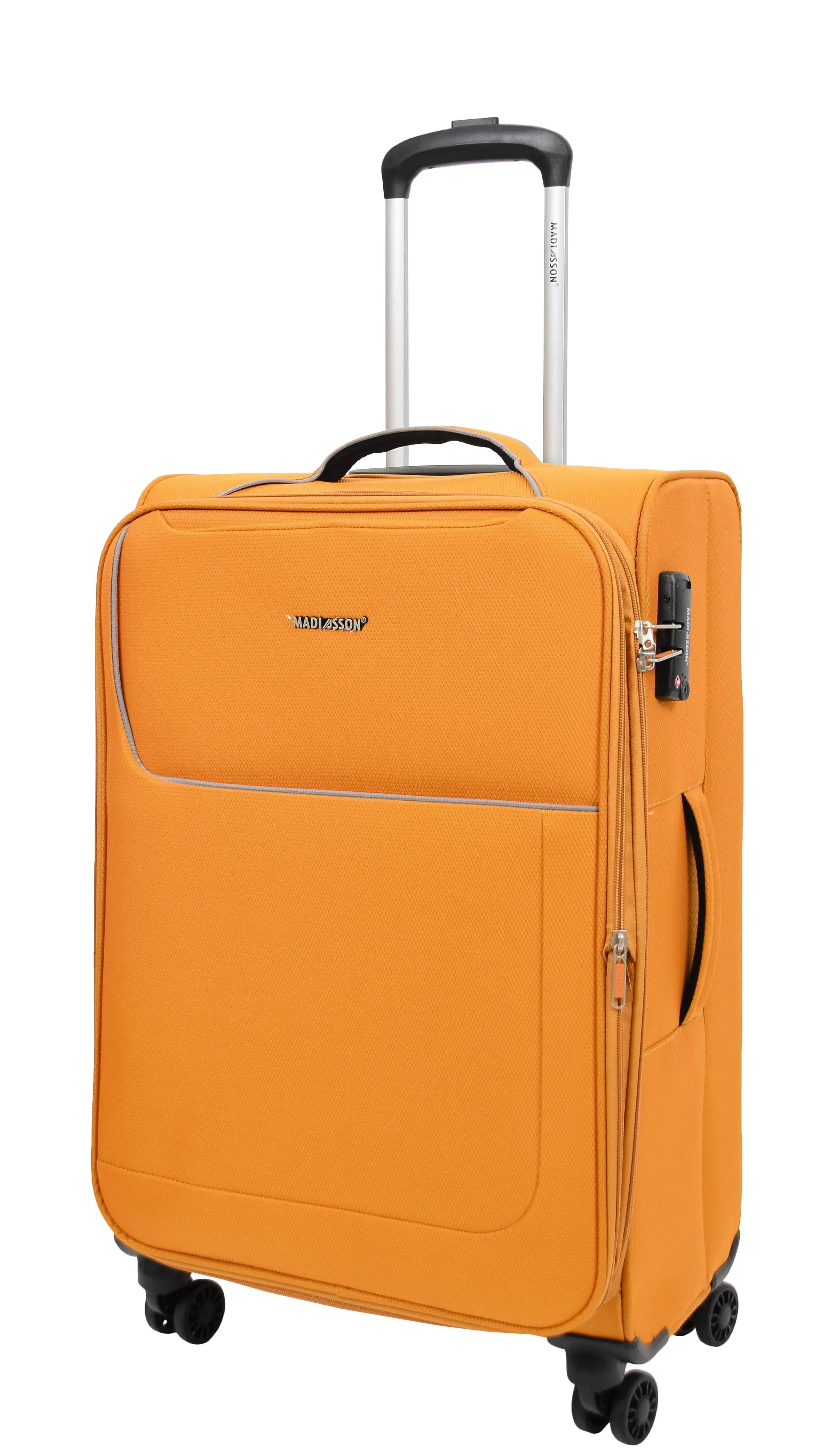 DR499 Lightweight Four Wheel Soft Luggage Suitcase TSA Lock Yellow