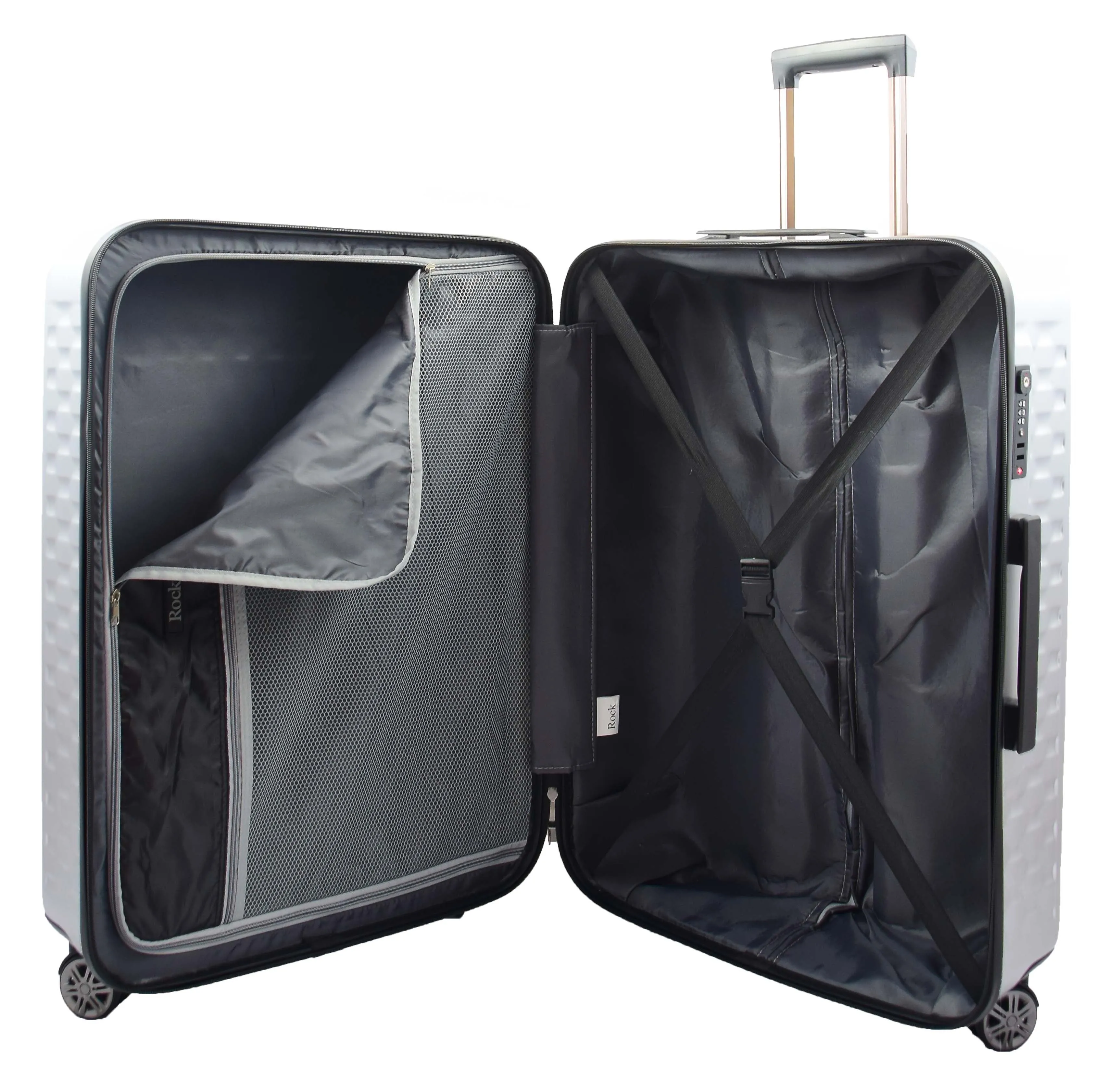 DR511 Travel Luggage 360 Spinner With 8 Wheels Silver