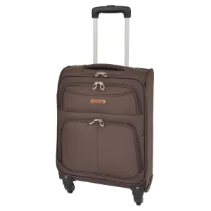 DR526 Soft Cabin Size Wheeled Suitcase Coffee