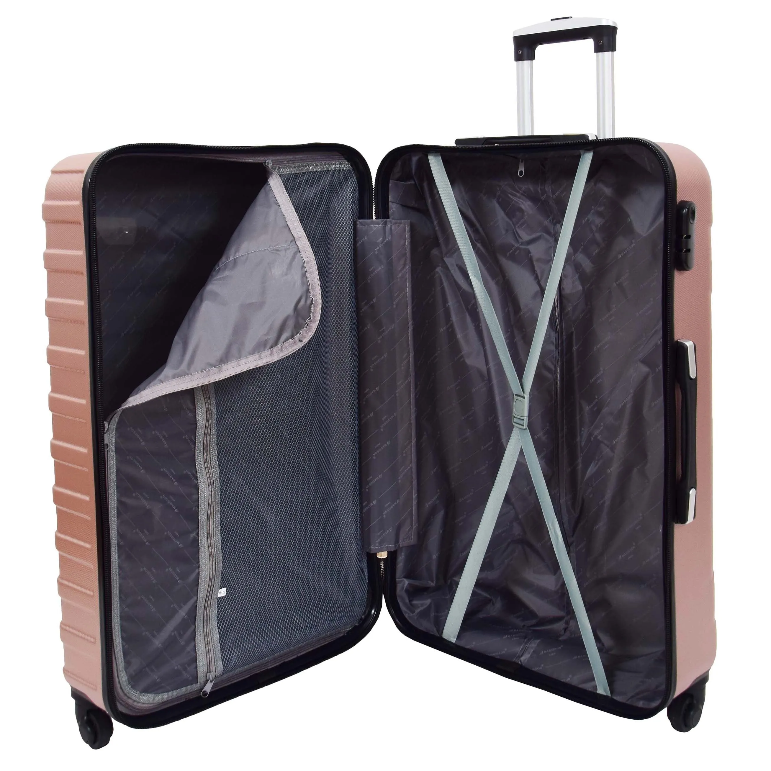 DR538 Digit Lock Hard Shell Four Wheel Luggage Rose Gold