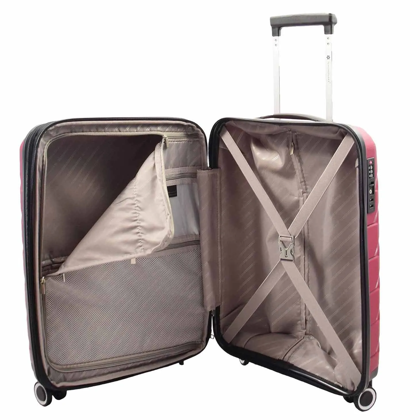 DR553 Expandable Hard Shell Luggage With 8 Spinner Wheels Burgundy