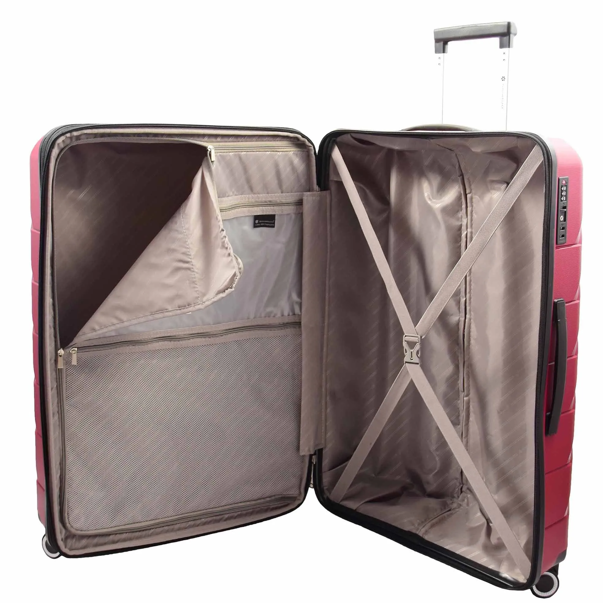 DR553 Expandable Hard Shell Luggage With 8 Spinner Wheels Burgundy