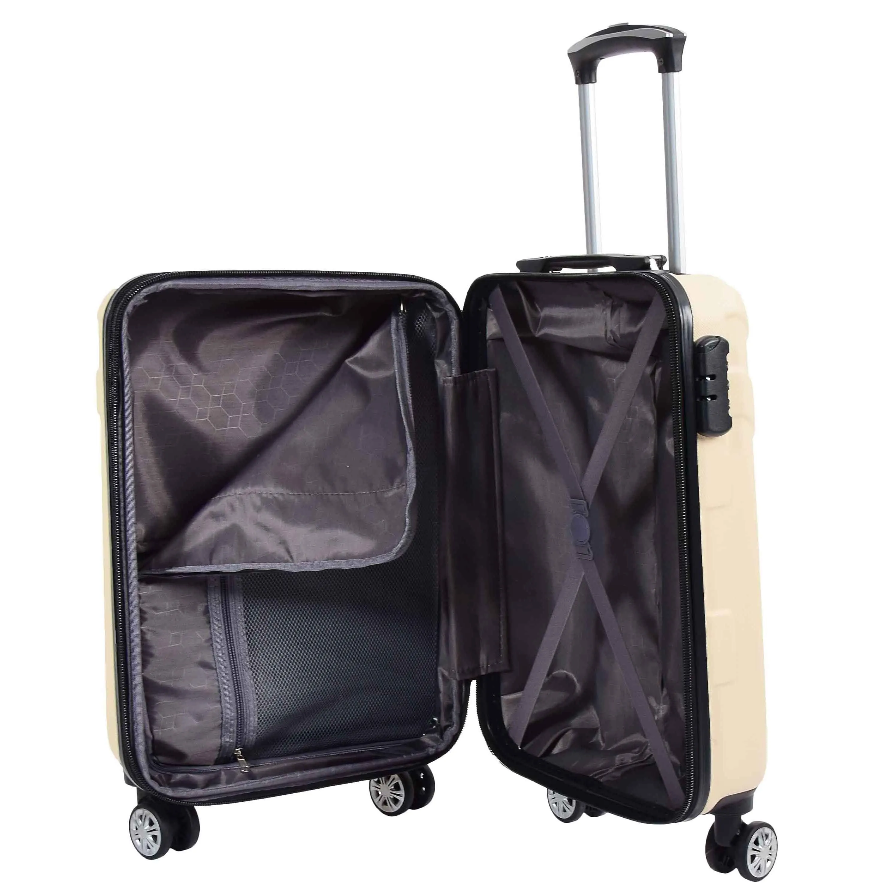 DR575 Expandable Hard Shell Cabin Luggage With Four Wheels Off White