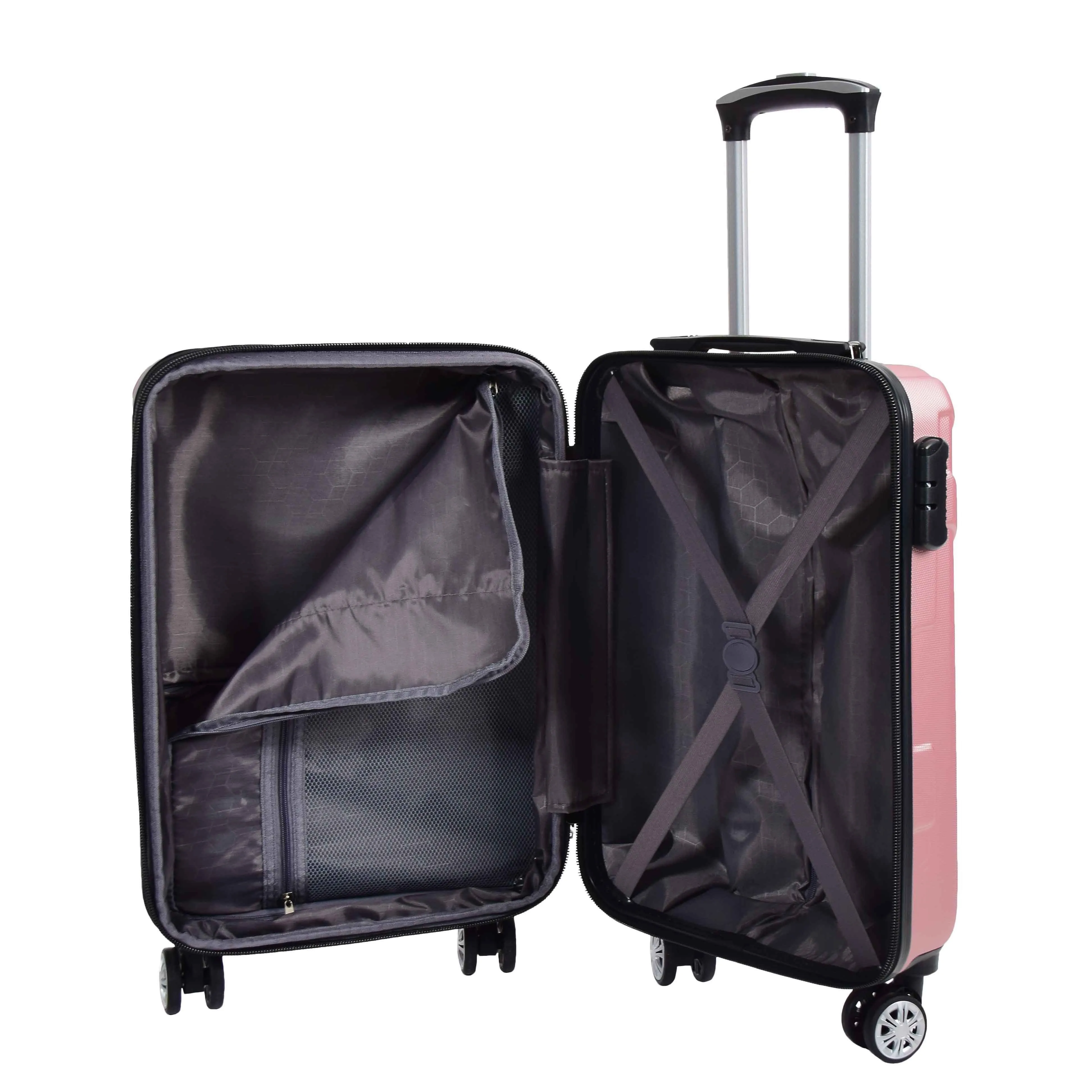 DR575 Expandable Hard Shell Cabin Luggage With Four Wheels Rose Gold