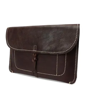 DR605 Real Leather Small Pouch A5 Size Clutch Bag Brown