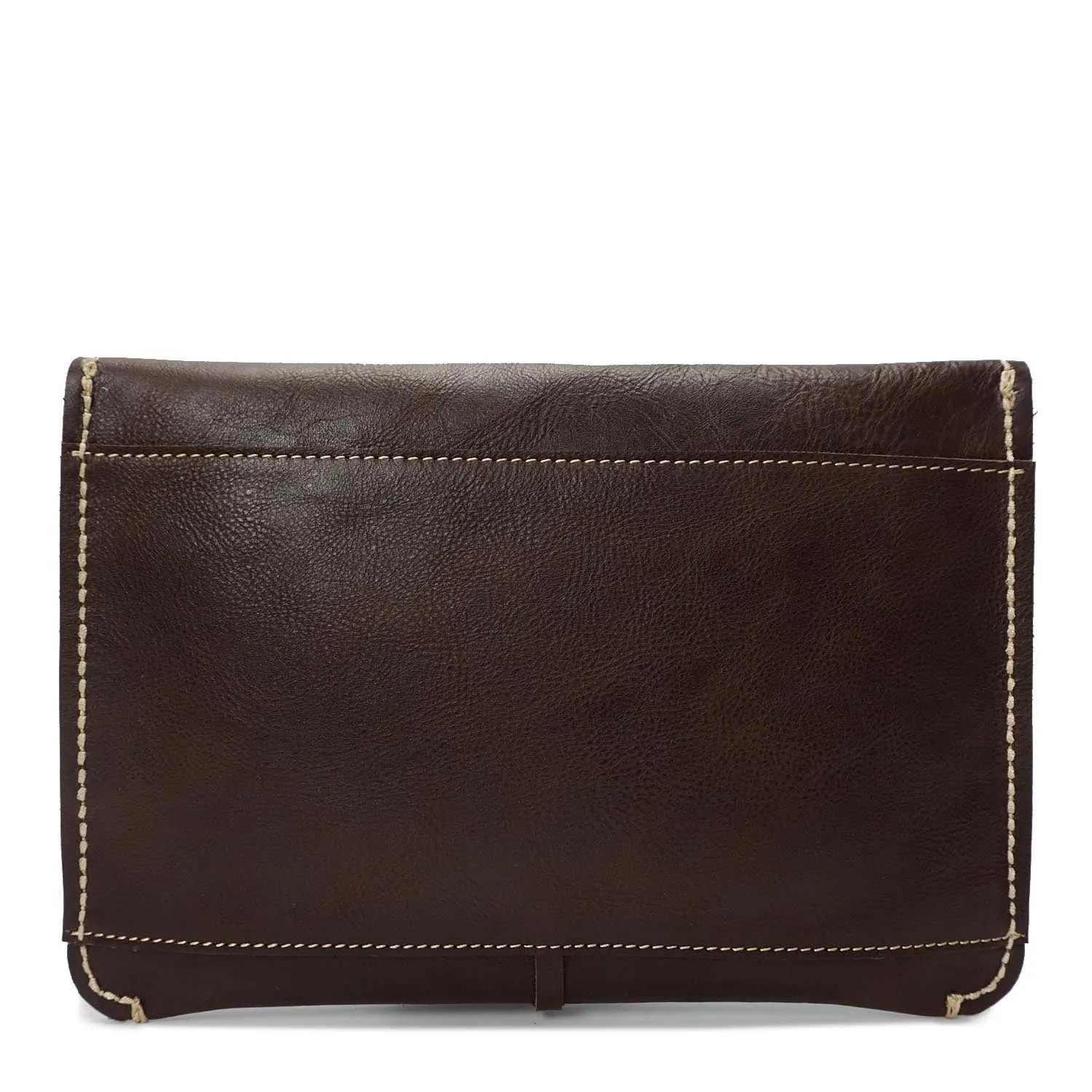 DR605 Real Leather Small Pouch A5 Size Clutch Bag Brown