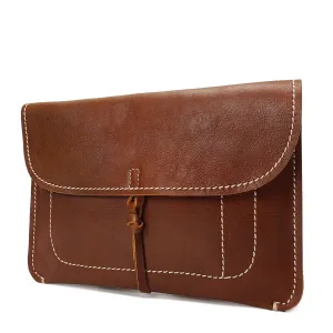 DR605 Real Leather Small Pouch A5 Size Clutch Bag Tan