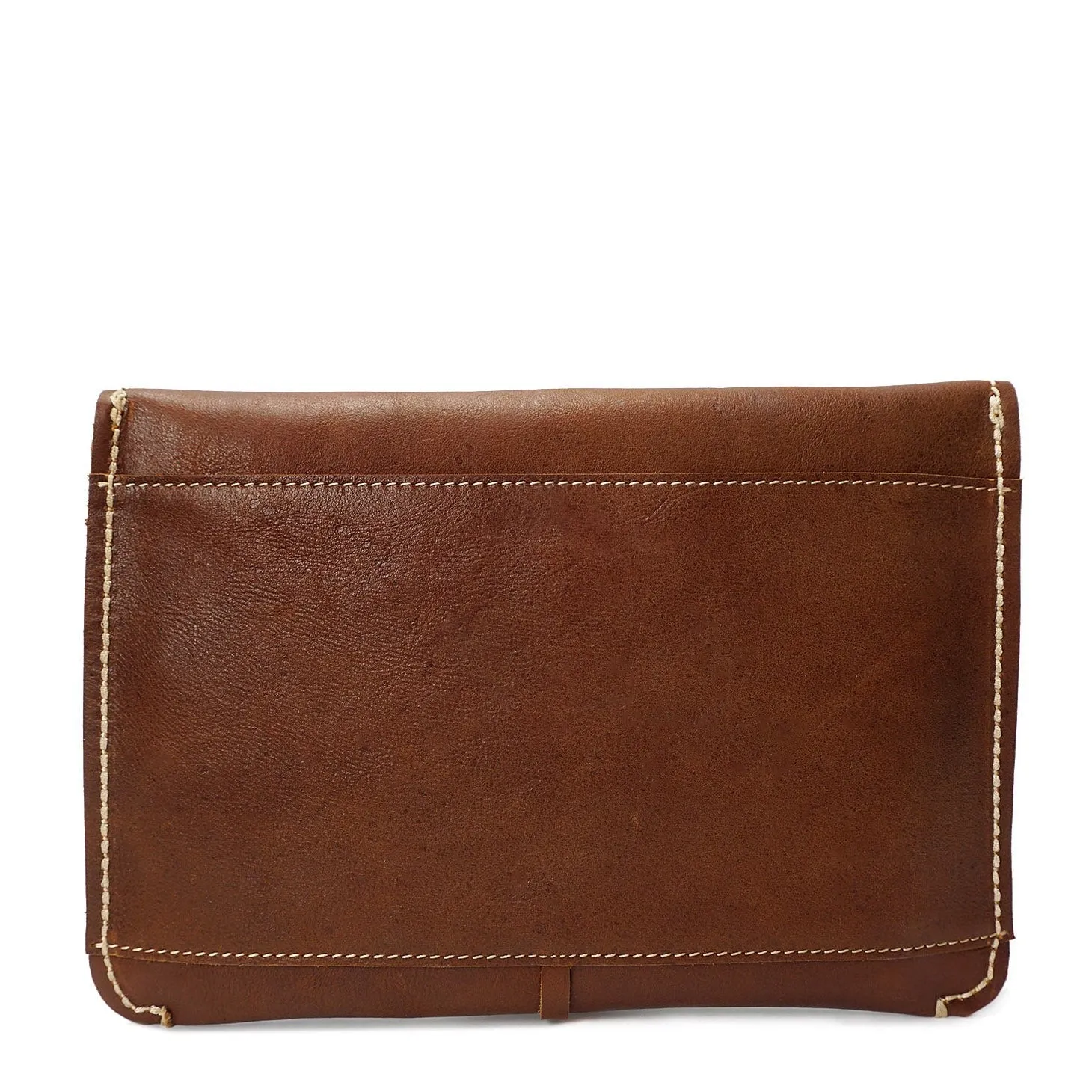 DR605 Real Leather Small Pouch A5 Size Clutch Bag Tan