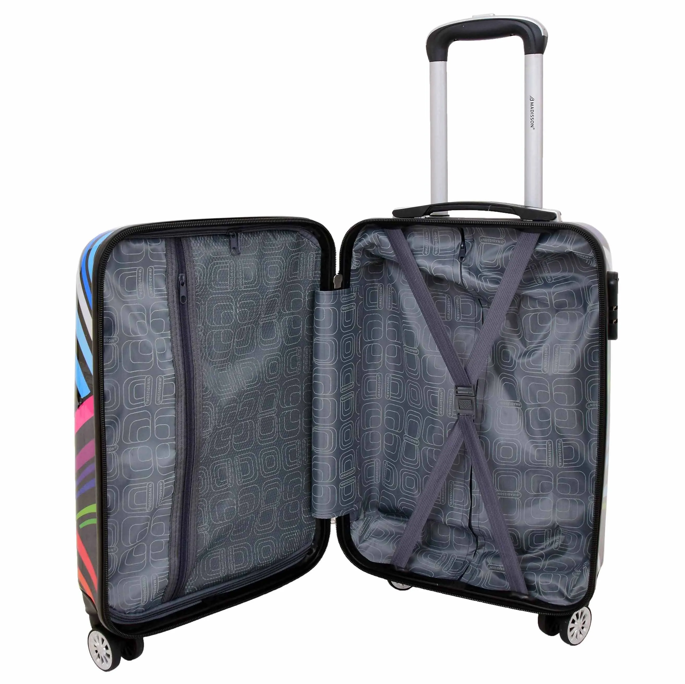 DR624 Hard Cabin Size Four Wheels Hearts Print Suitcase