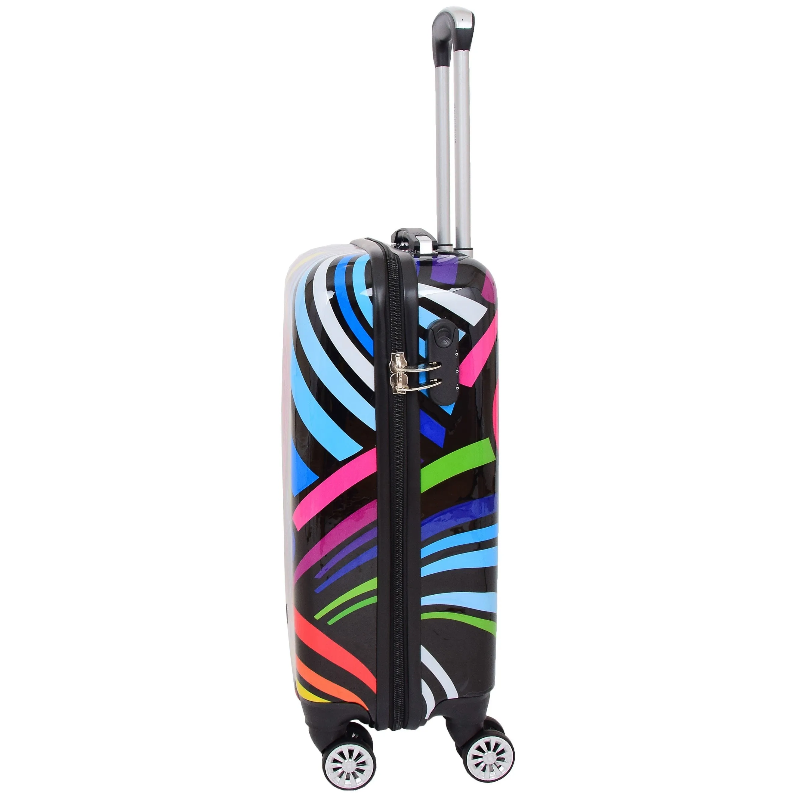 DR624 Hard Cabin Size Four Wheels Hearts Print Suitcase