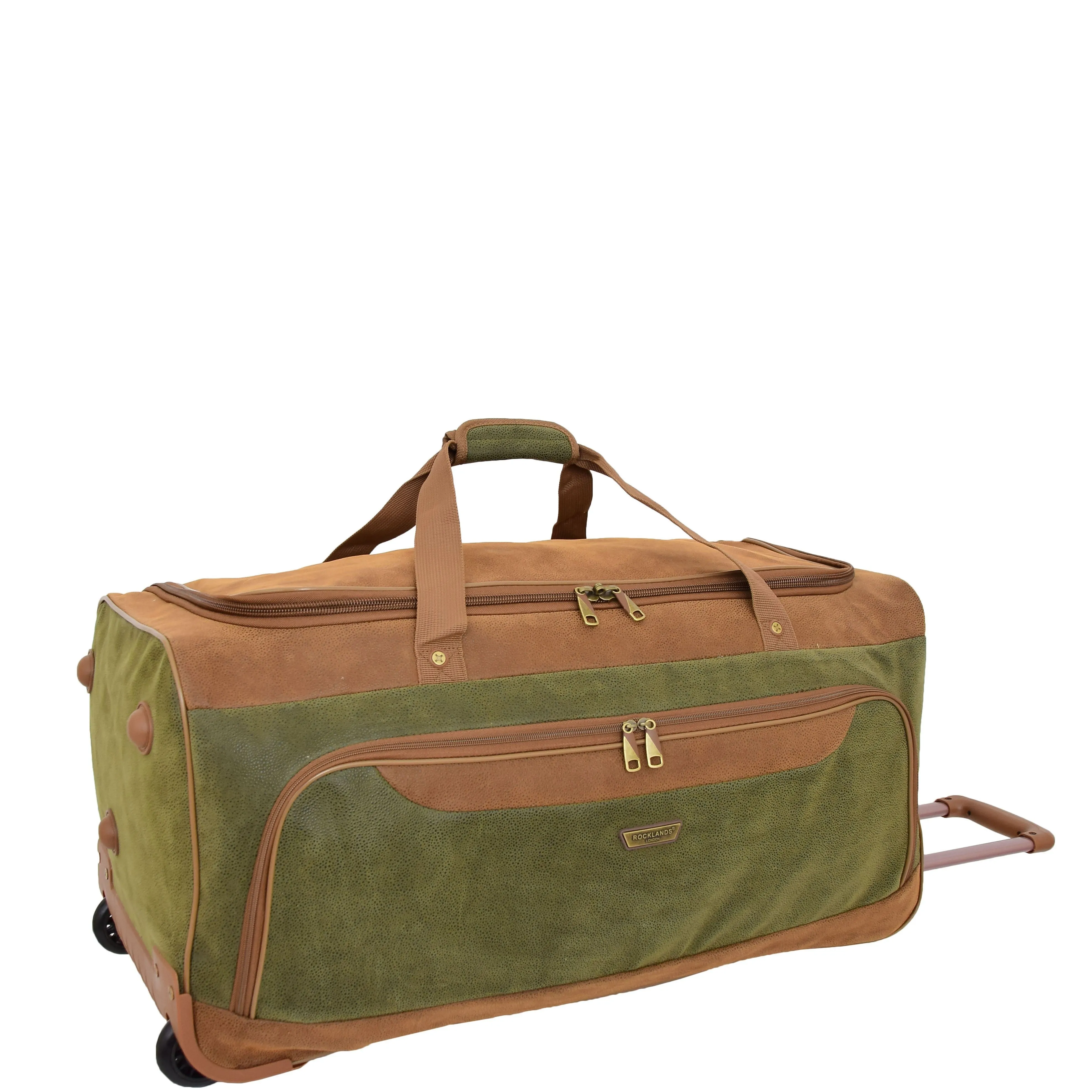 DR684 Faux Leather Travel Wheeled Holdall Bag Green