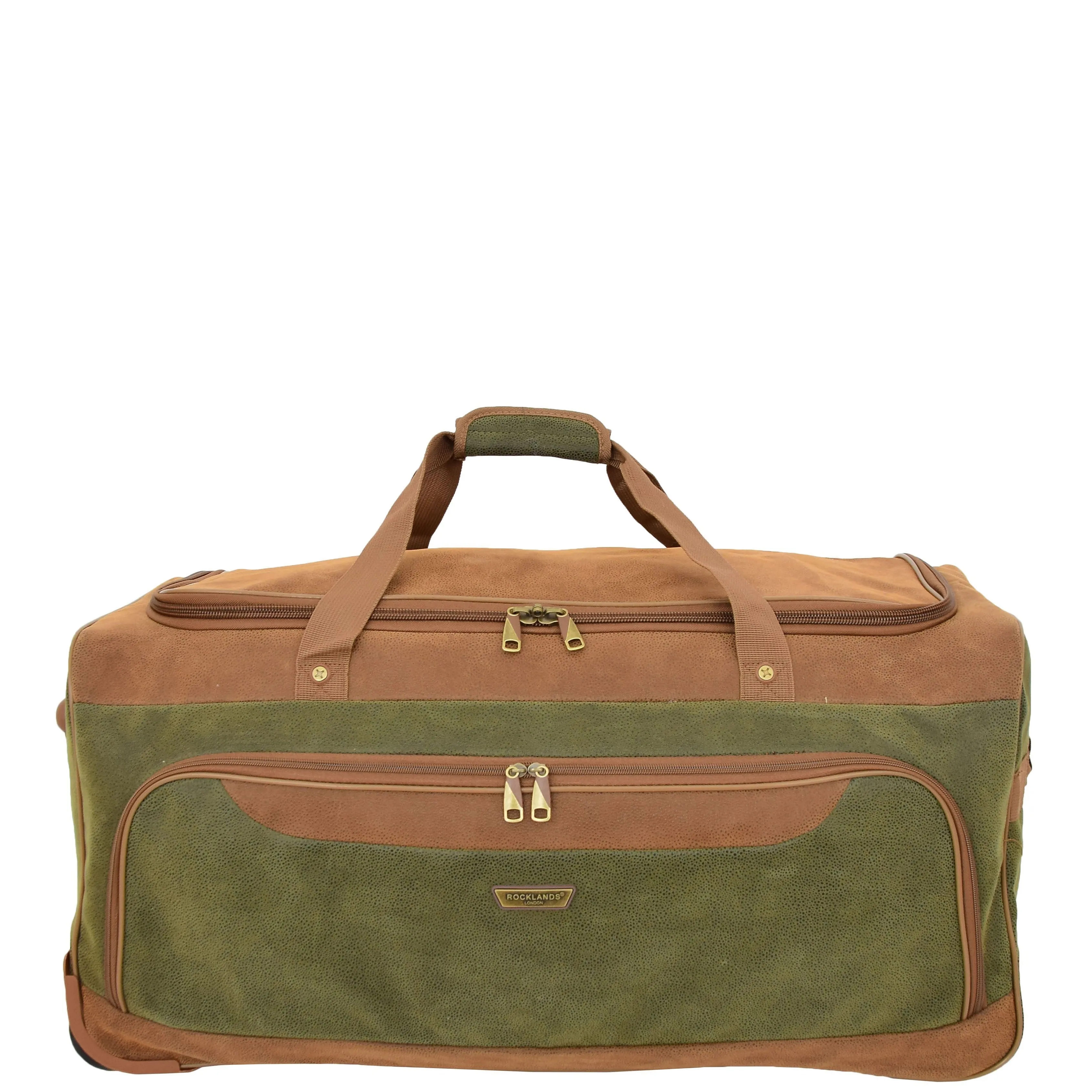 DR684 Faux Leather Travel Wheeled Holdall Bag Green