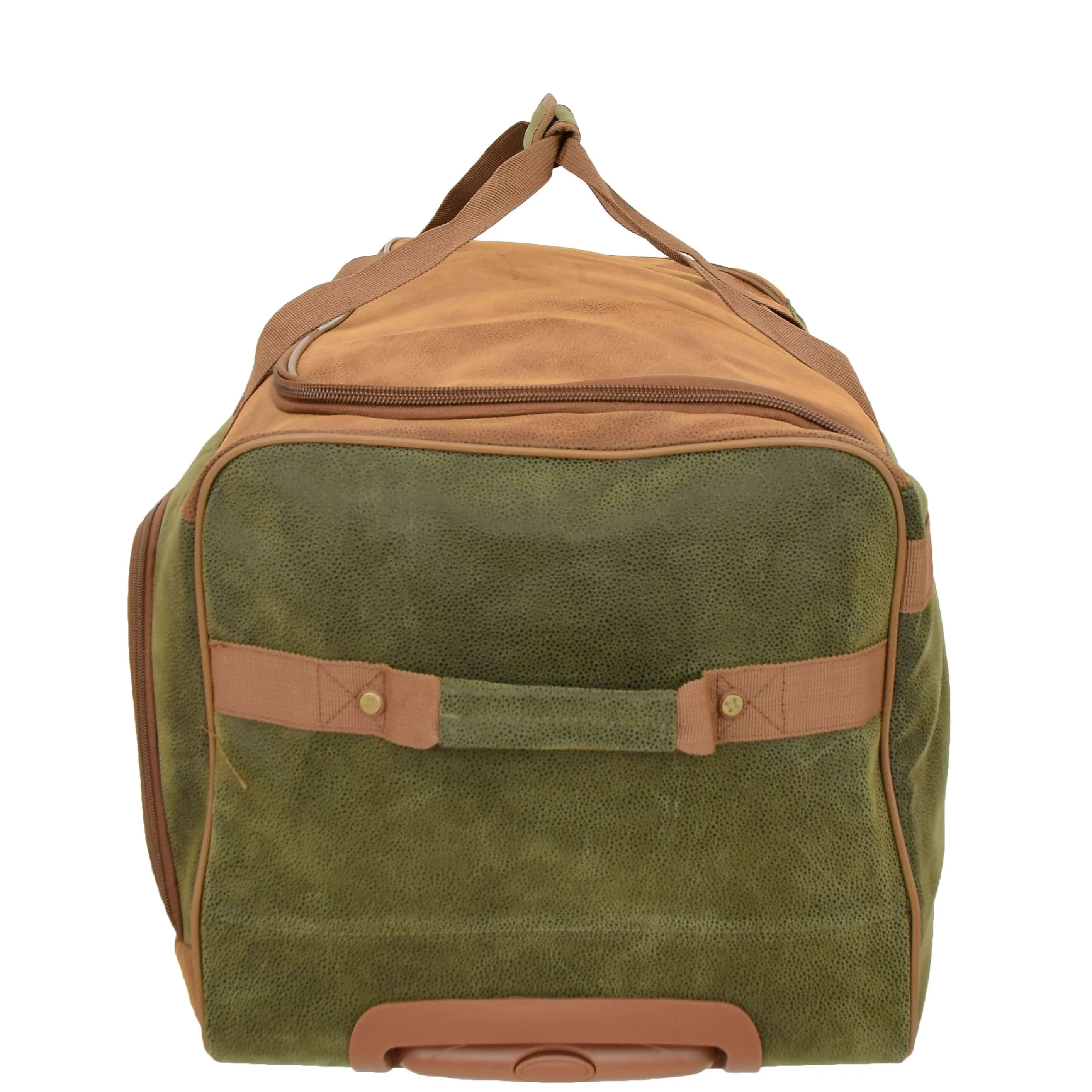 DR684 Faux Leather Travel Wheeled Holdall Bag Green