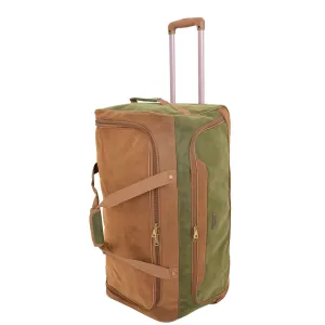 DR684 Faux Leather Travel Wheeled Holdall Bag Green