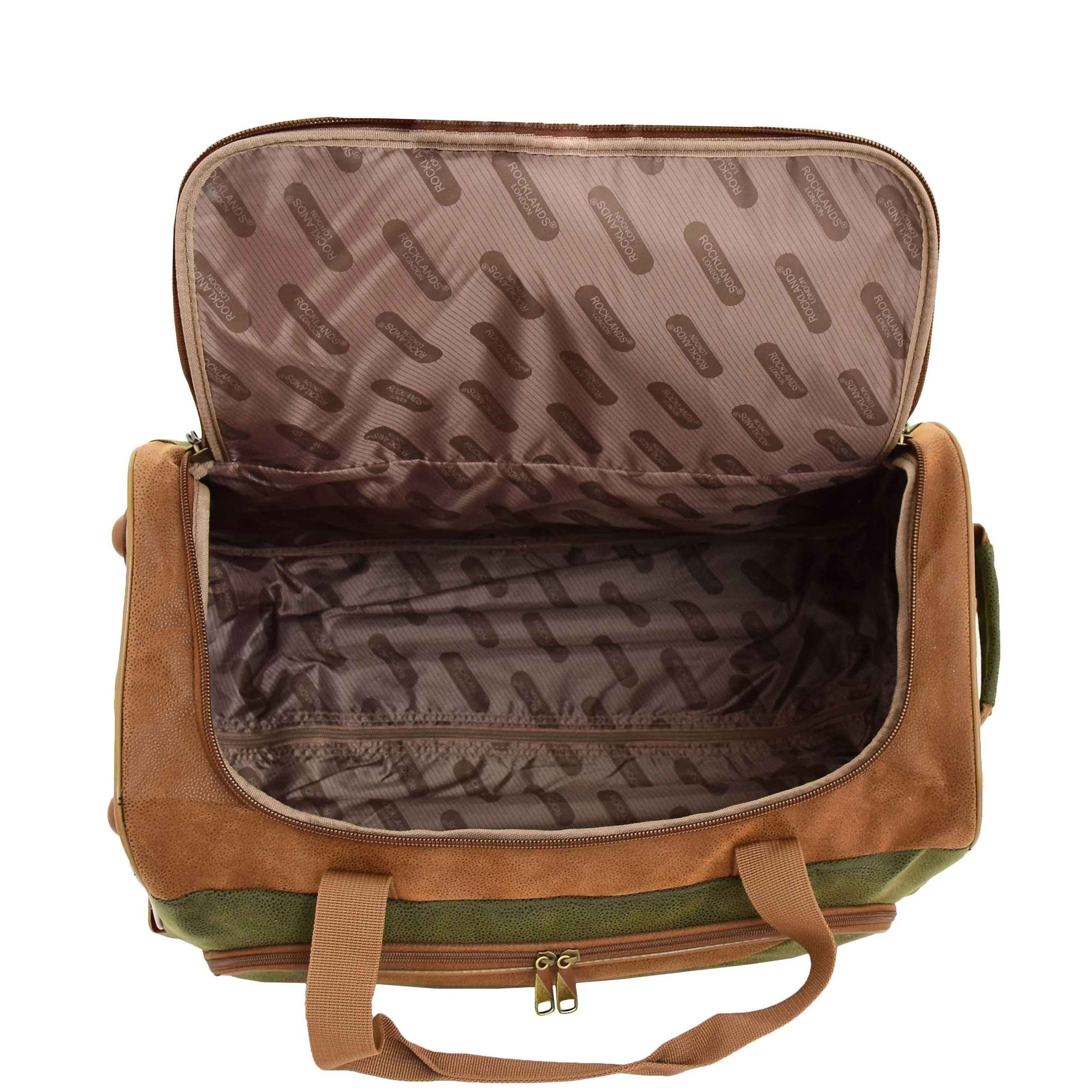 DR684 Faux Leather Travel Wheeled Holdall Bag Green