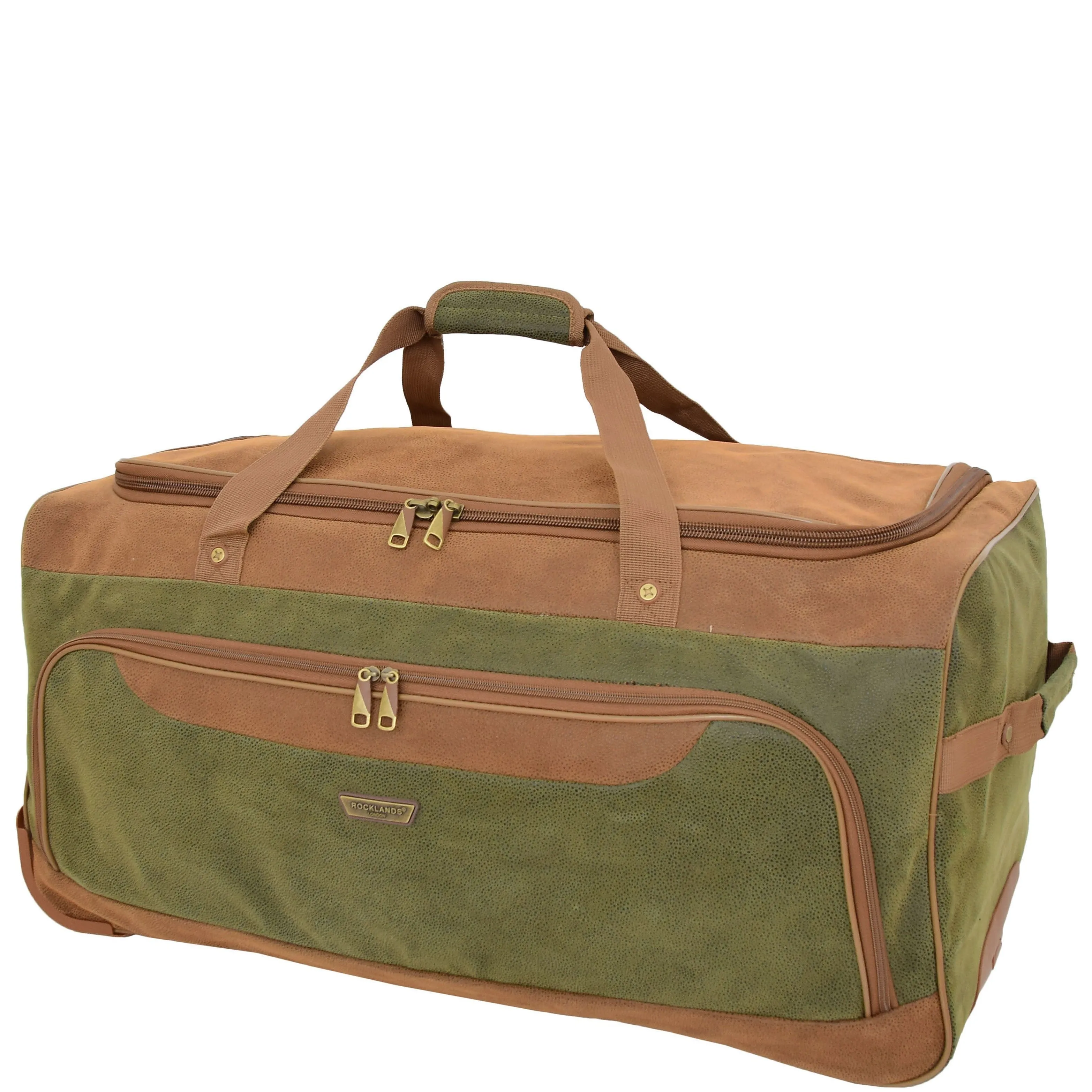 DR684 Faux Leather Travel Wheeled Holdall Bag Green
