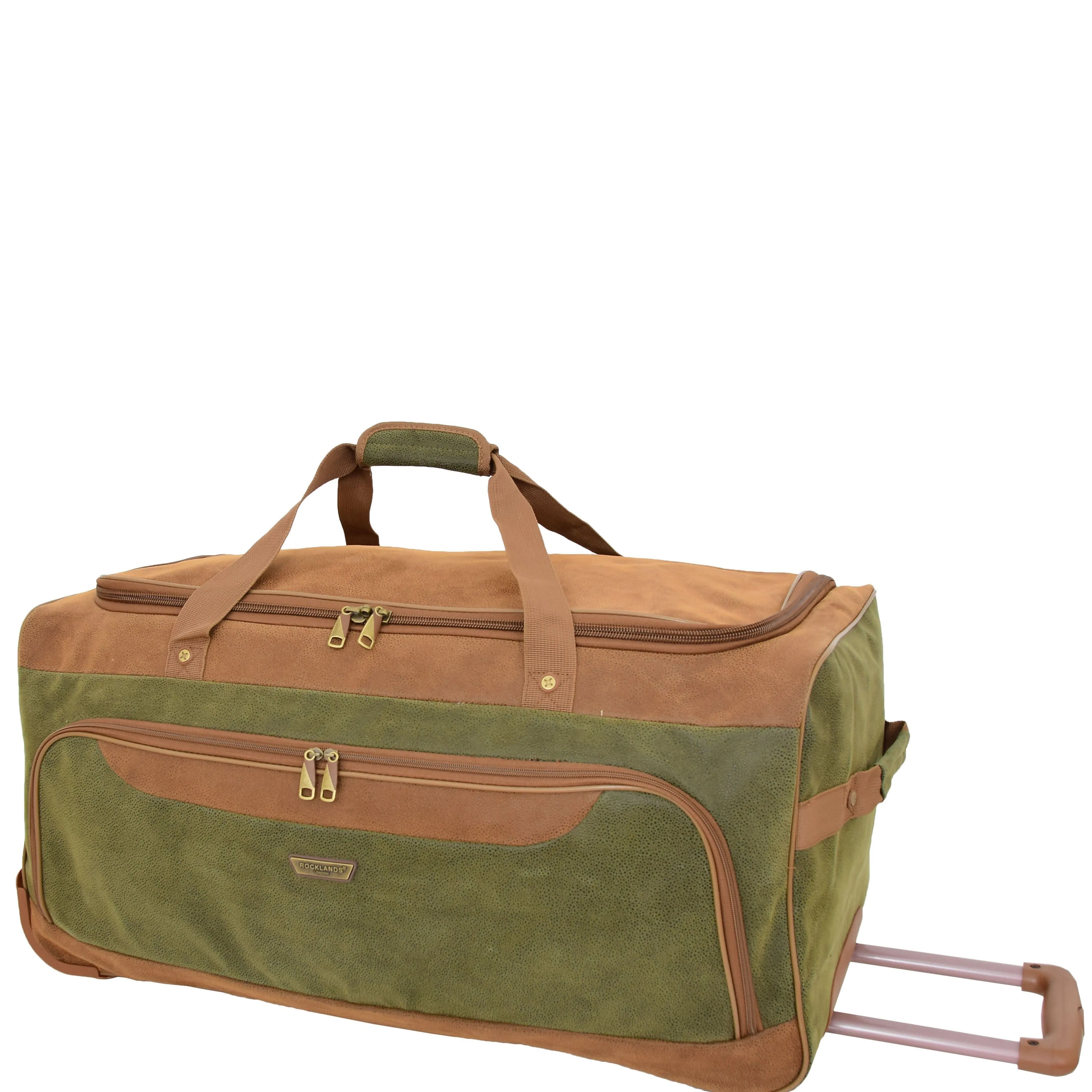 DR684 Faux Leather Travel Wheeled Holdall Bag Green
