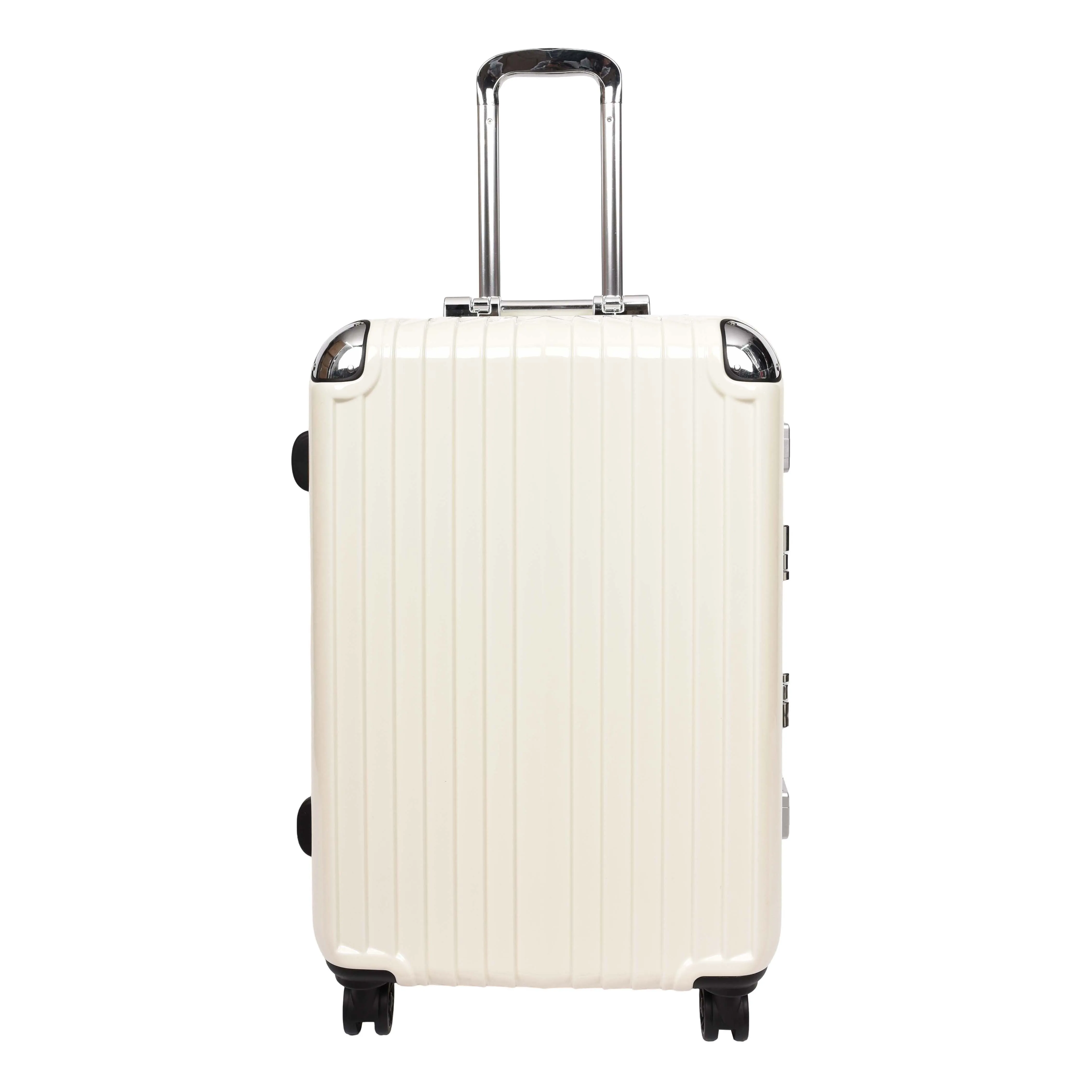 DR693 Four Wheel Suitcase Metal Frame Hard Shell Luggage Off White