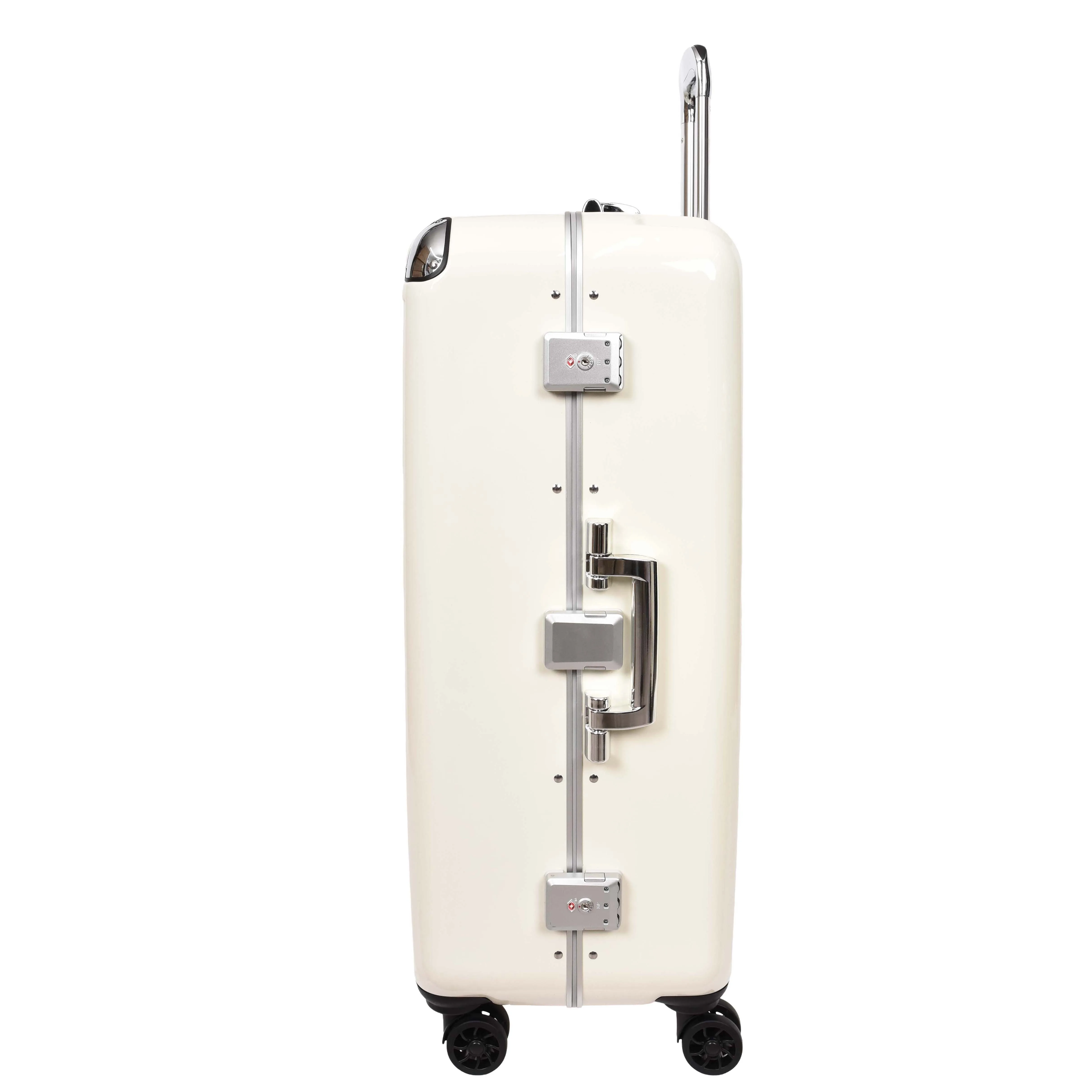 DR693 Four Wheel Suitcase Metal Frame Hard Shell Luggage Off White