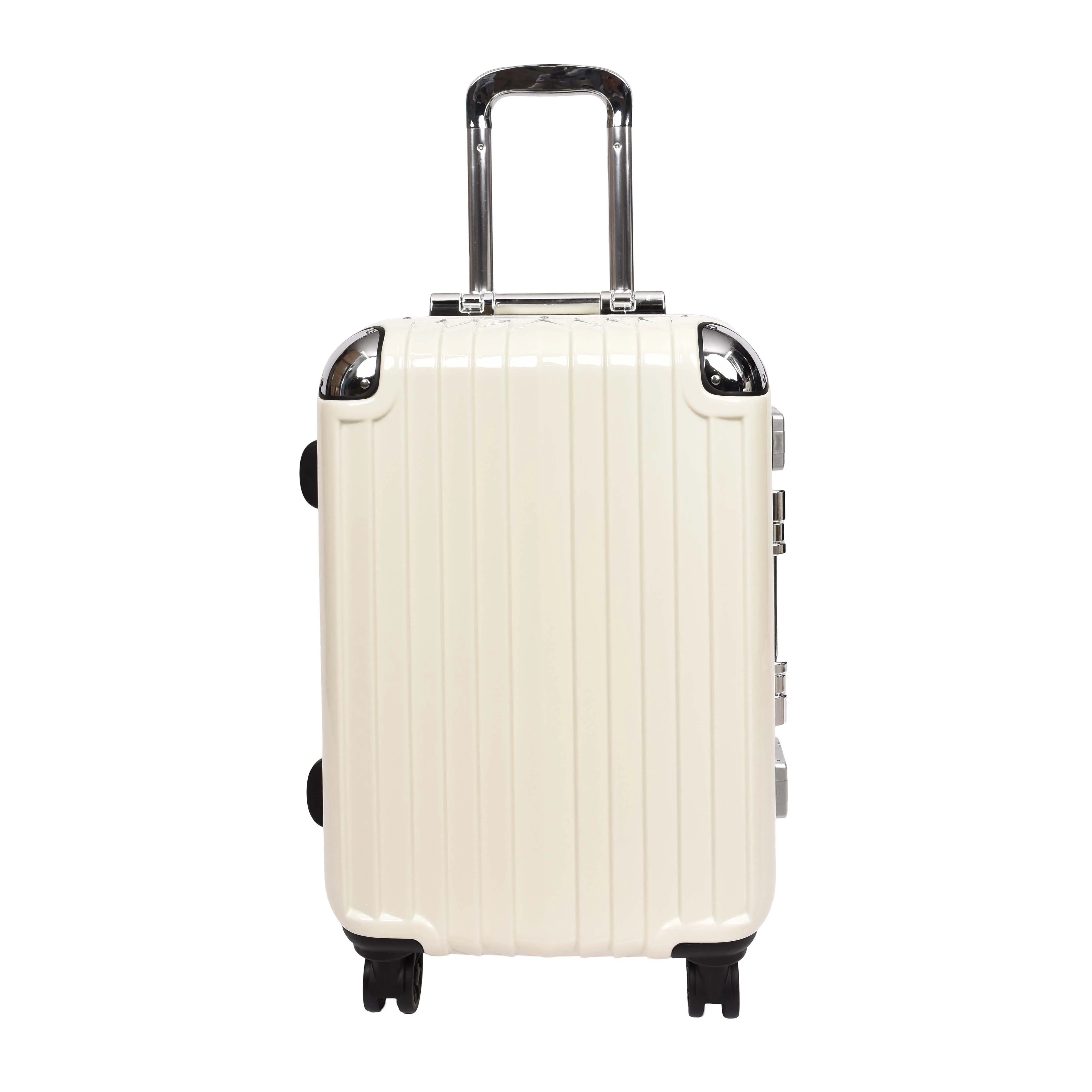 DR693 Four Wheel Suitcase Metal Frame Hard Shell Luggage Off White