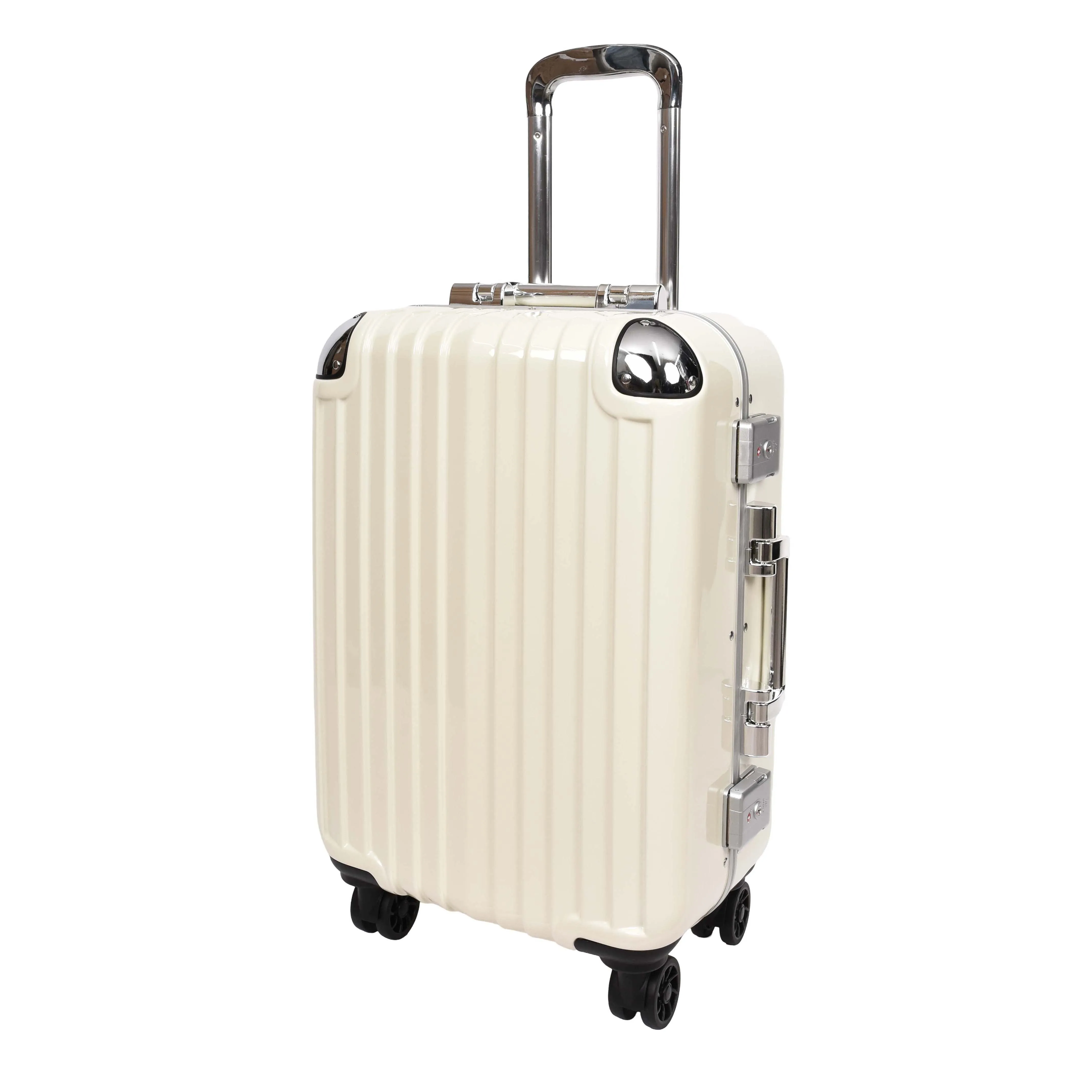 DR693 Four Wheel Suitcase Metal Frame Hard Shell Luggage Off White