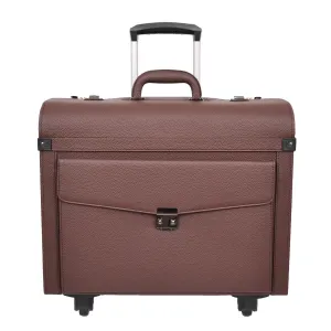 DR695 Four Wheel Pilot Case Faux Leather Cabin Bag Brown