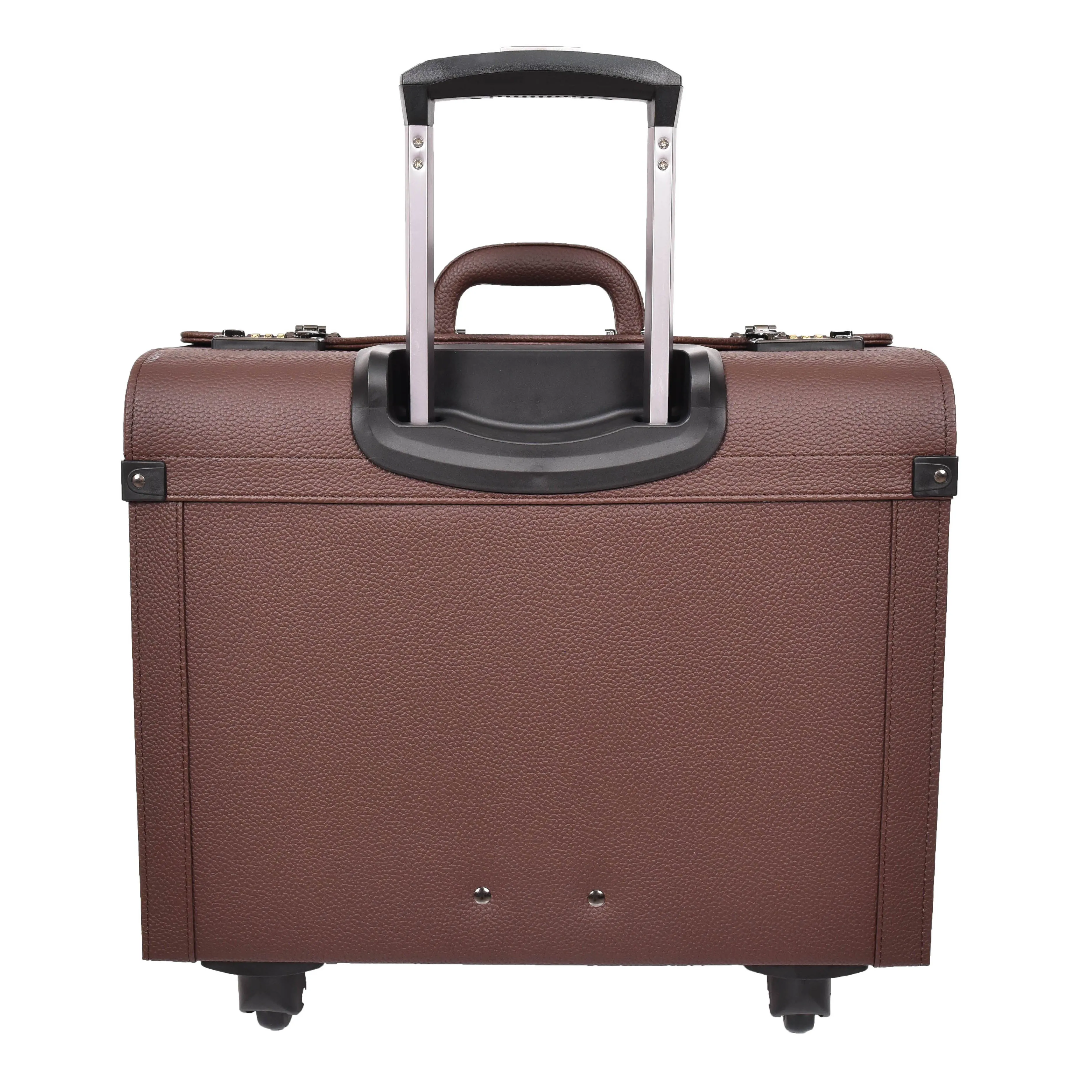 DR695 Four Wheel Pilot Case Faux Leather Cabin Bag Brown